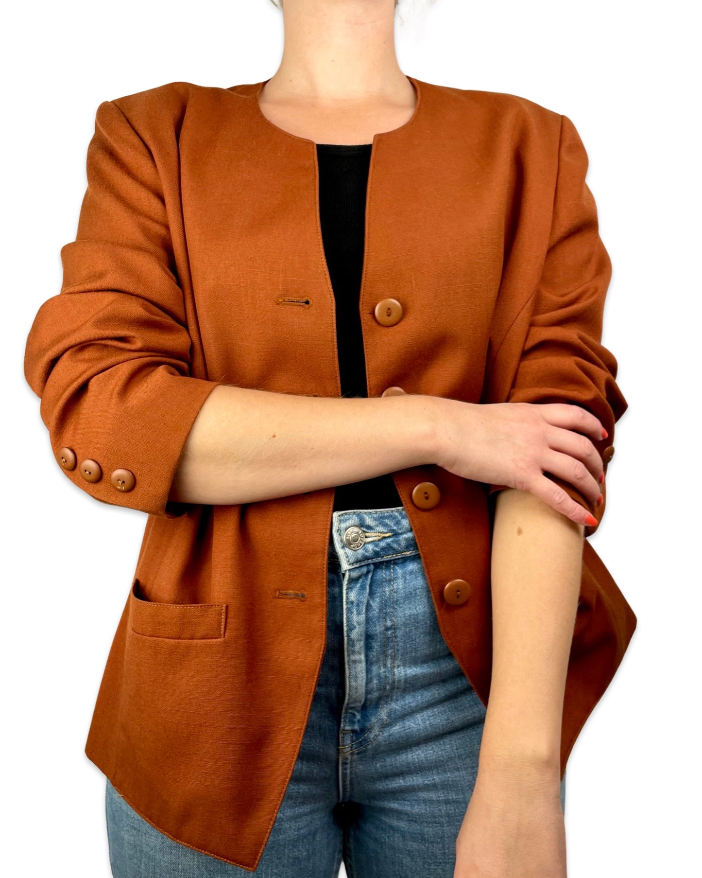 Vintage Cognac blazer - XL - Petit Paris Vintage