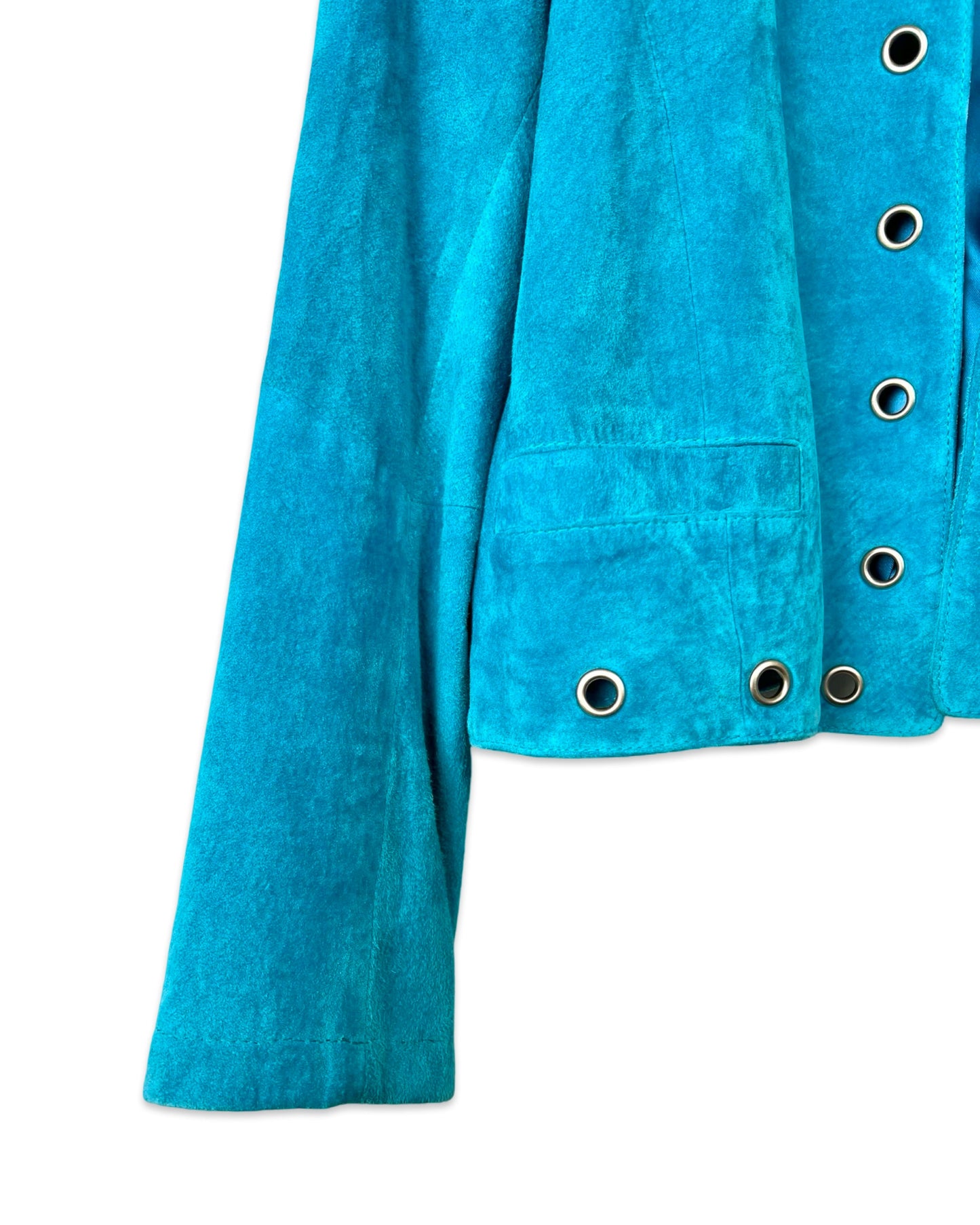 Felblauw vintage suède jack - L