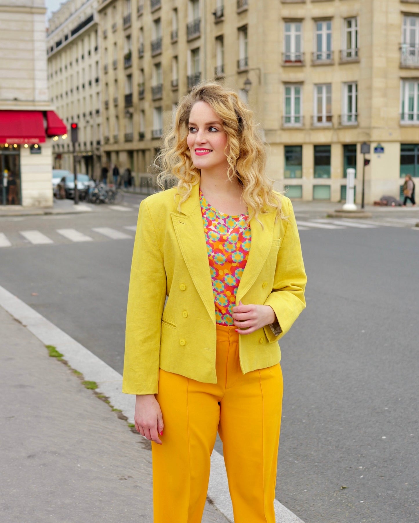Lime doublebreasted blazer - S