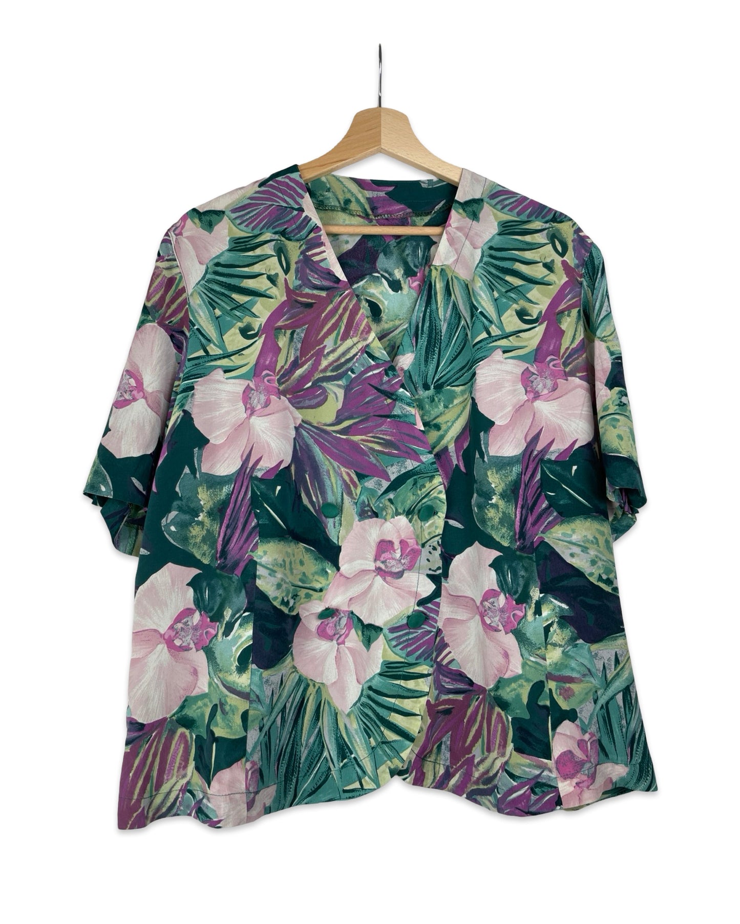 Vintage Doublebreasted blouse met bloemen - XL - Petit Paris Vintage