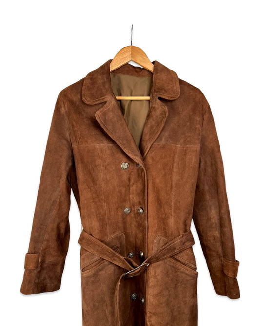 Vintage suède trenchcoat - S