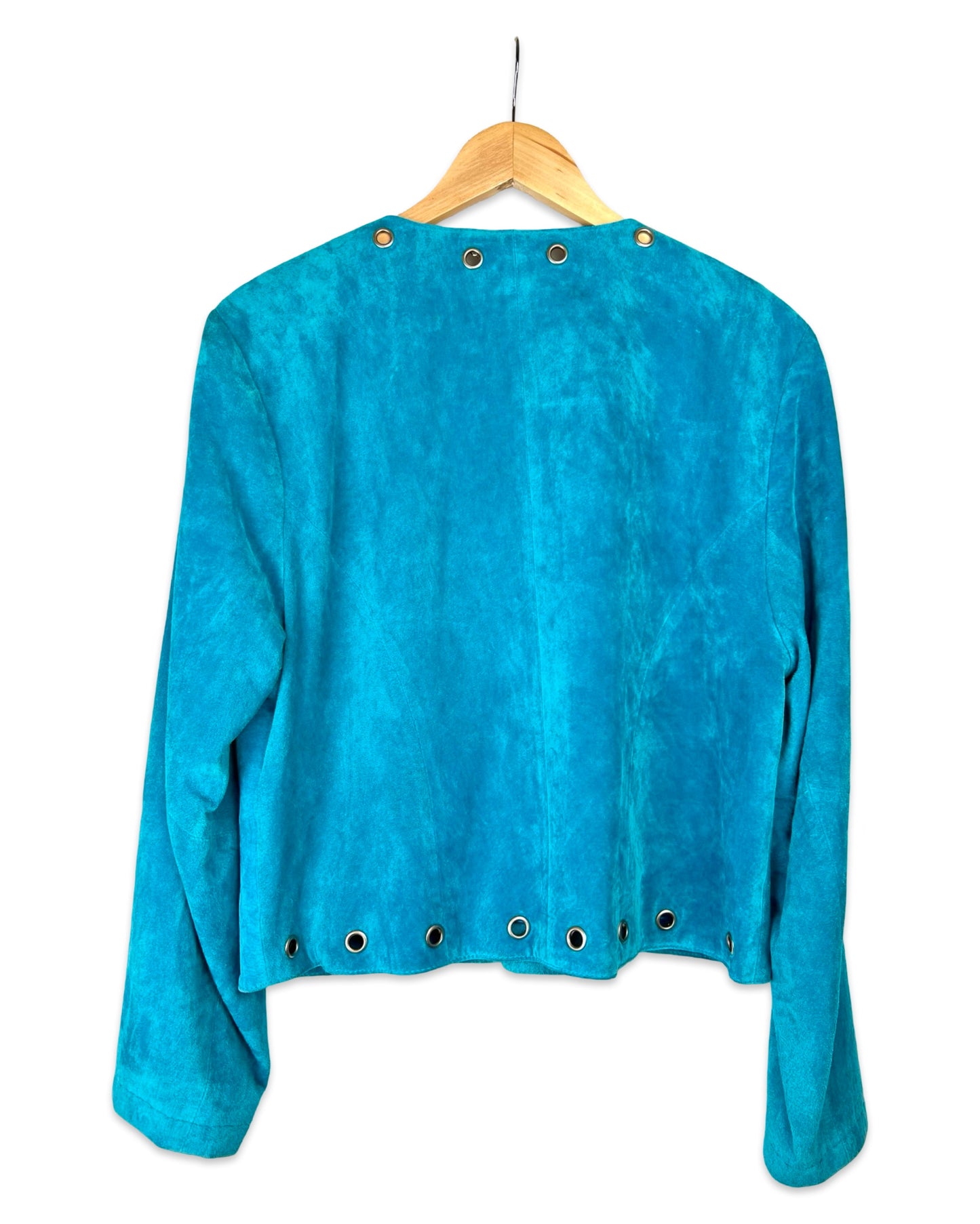 Felblauw vintage suède jack - L
