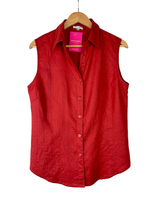 Vintage bordeaux linnen top - M/L