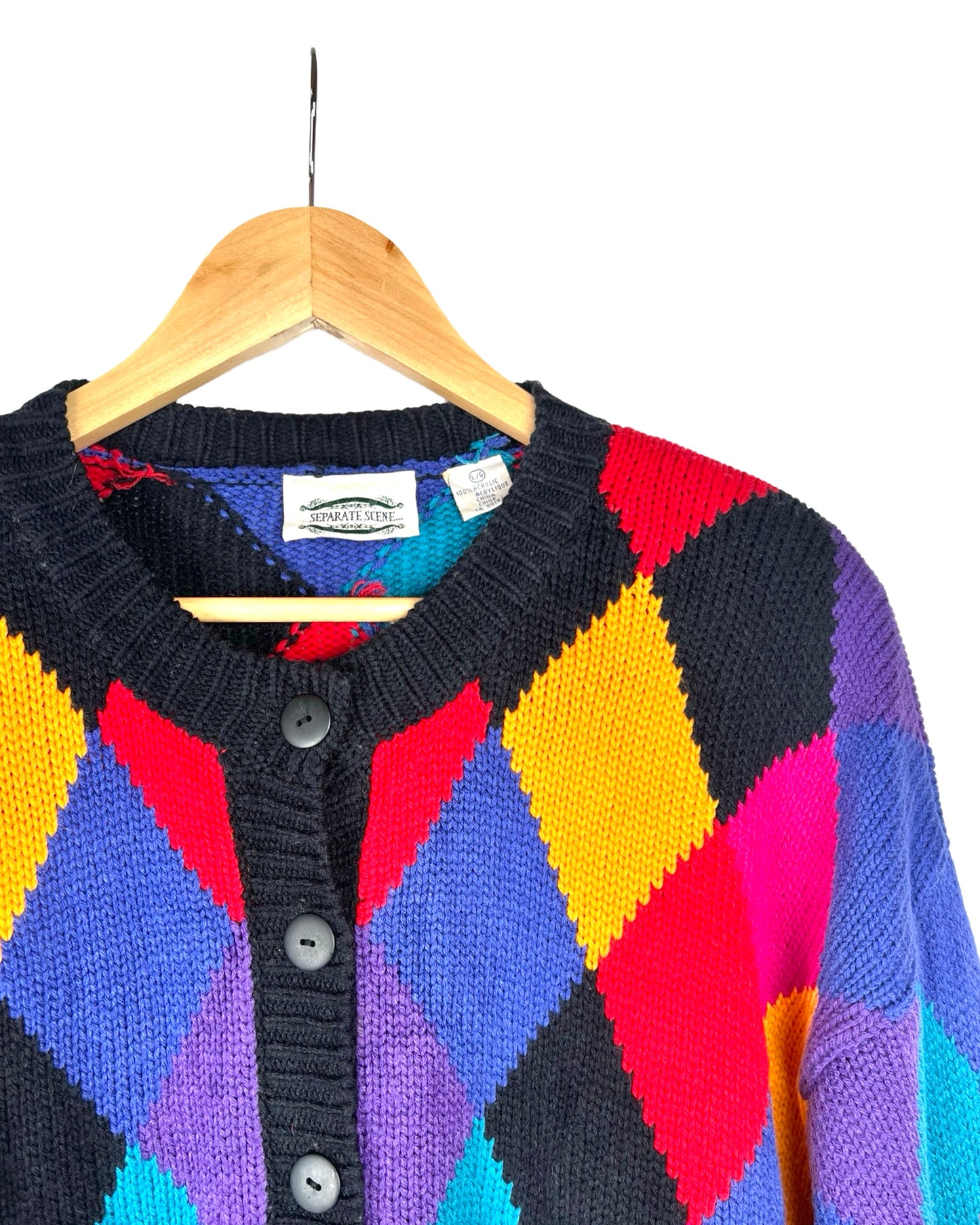 Vintage multicolor vest met ruiten - L