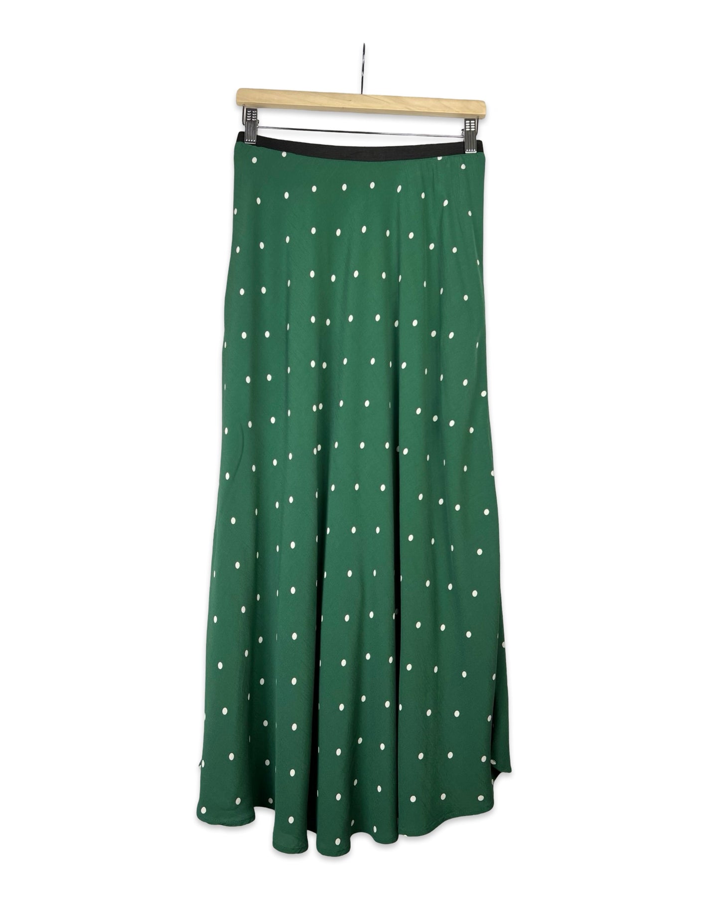 Groene maxirok met stippen - M