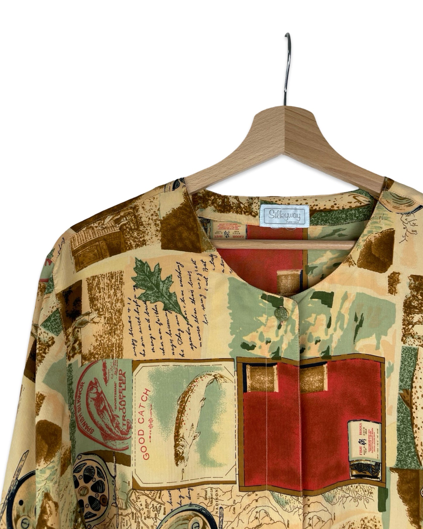 Vintage Zijden blouse met print - M/L - Petit Paris Vintage