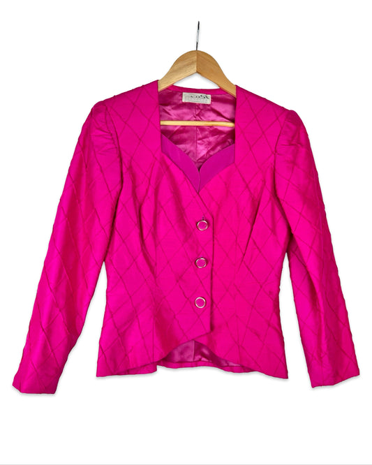 Fuchsia zijden blazer - XS