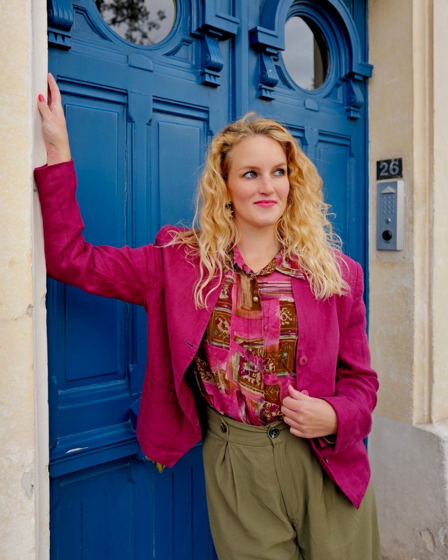 Berry linnen blazer - M