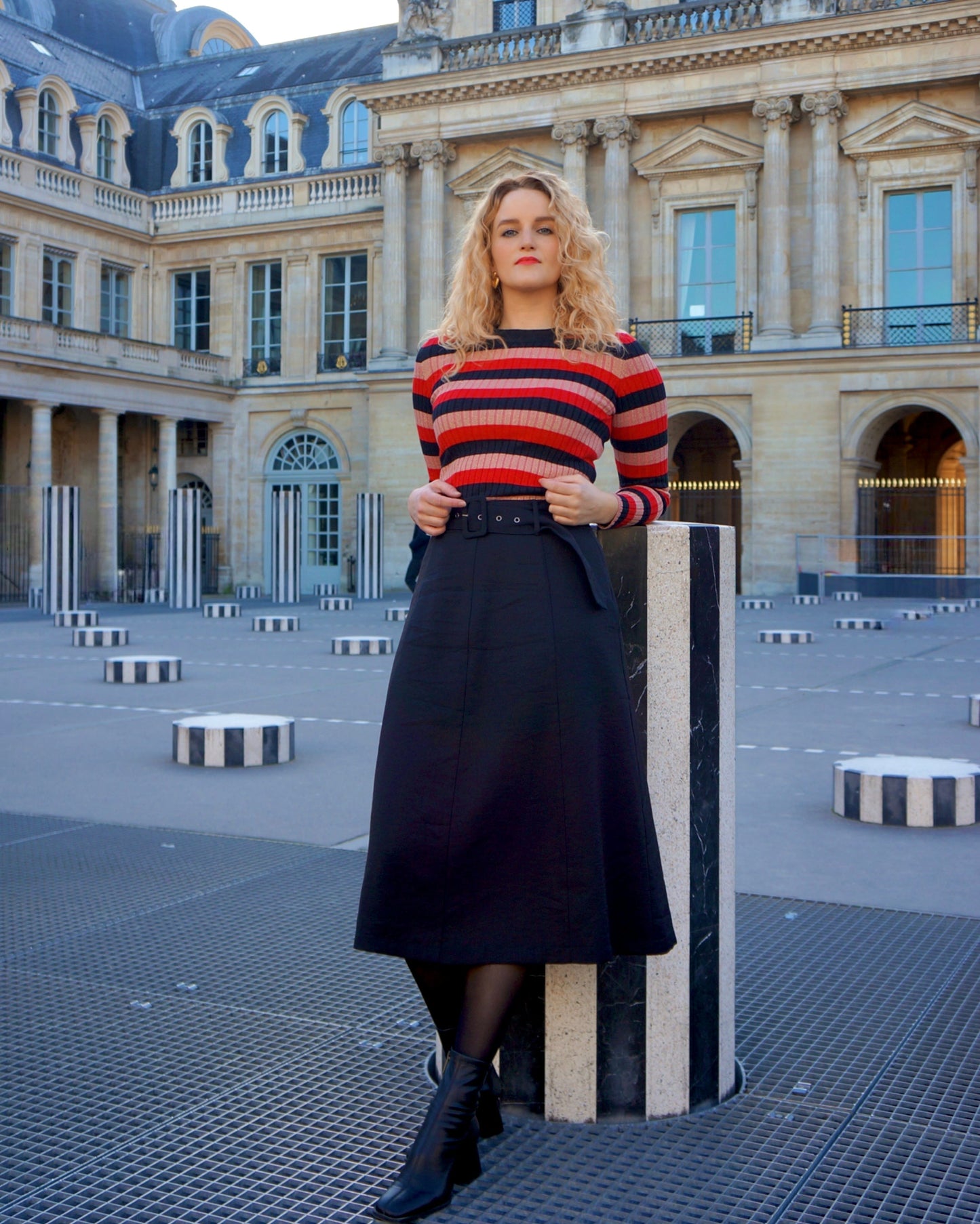 Vintage Midirok met ceintuur - S - Petit Paris Vintage