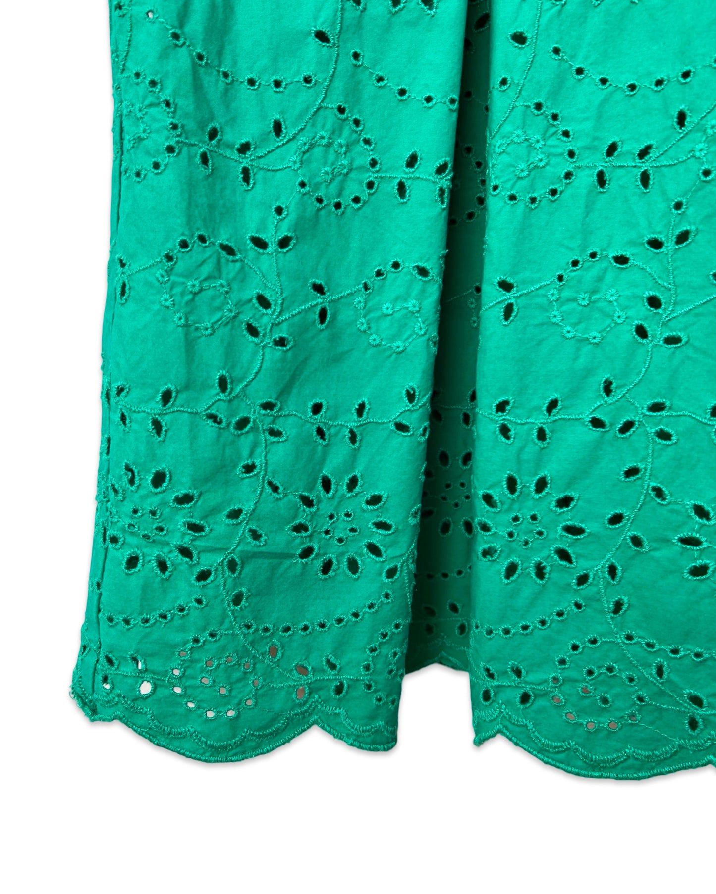 Groene broderie jurk - S