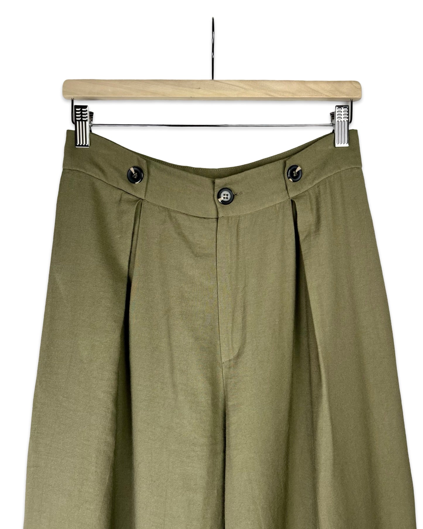 Olijfgroene wijde pantalon - S