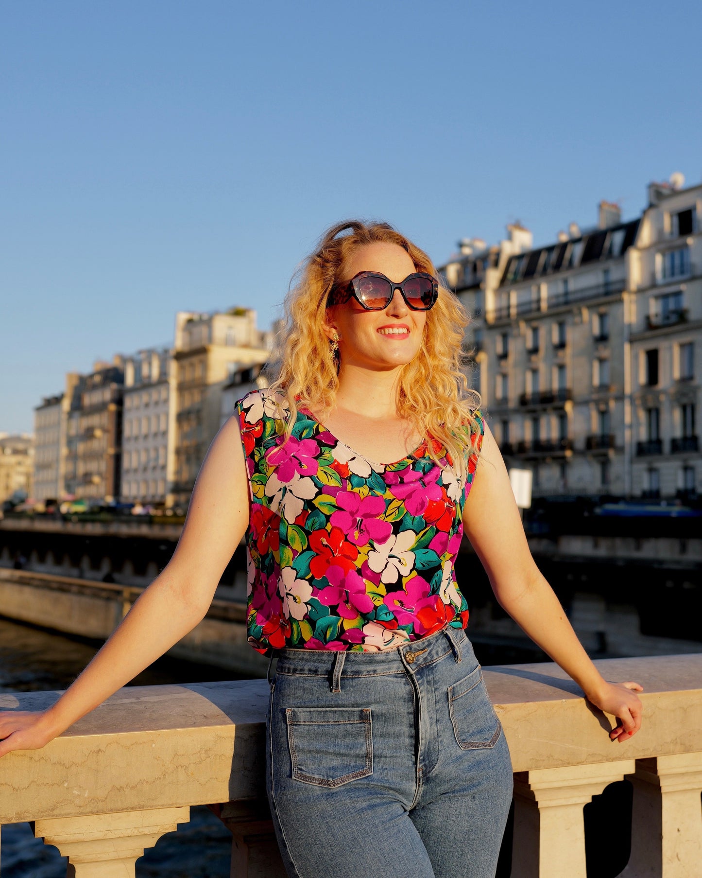 Vintage Bloementop - M - Petit Paris Vintage
