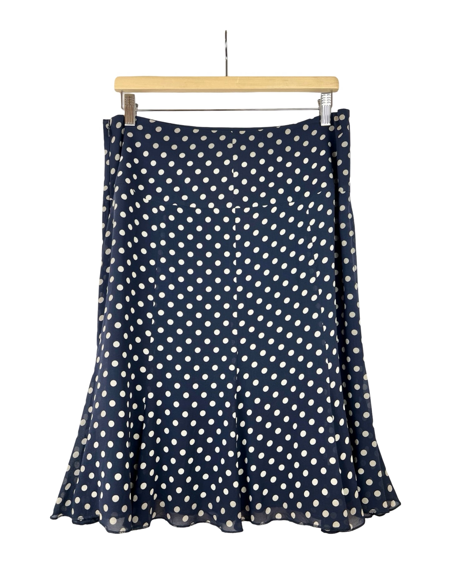 Vintage zijden polkadot rok - L