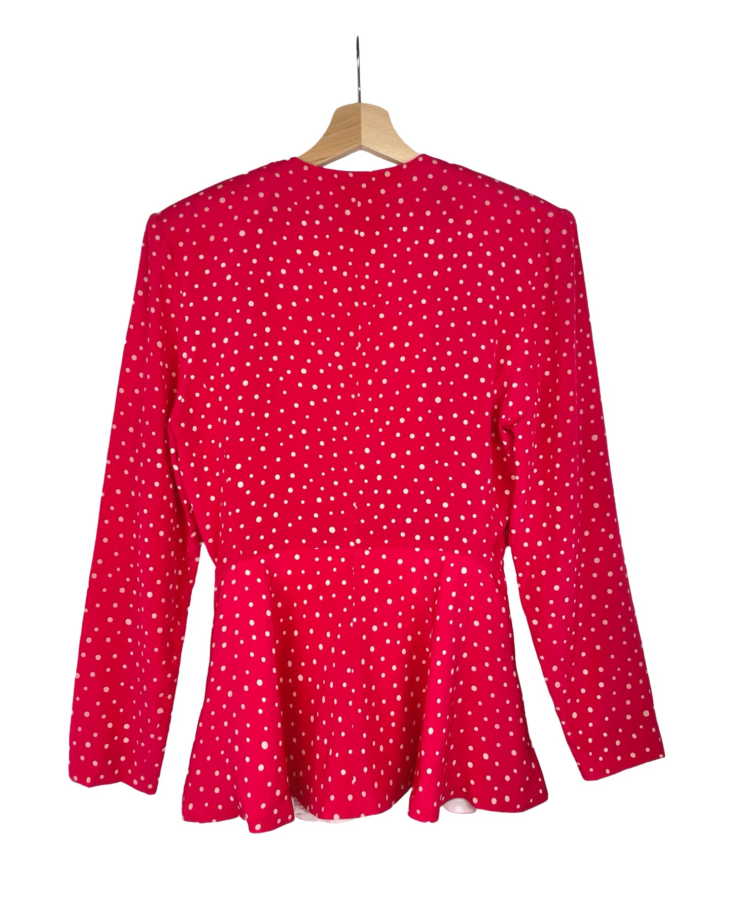 Vintage Zijden stippelblouse met schootje - S - Petit Paris Vintage