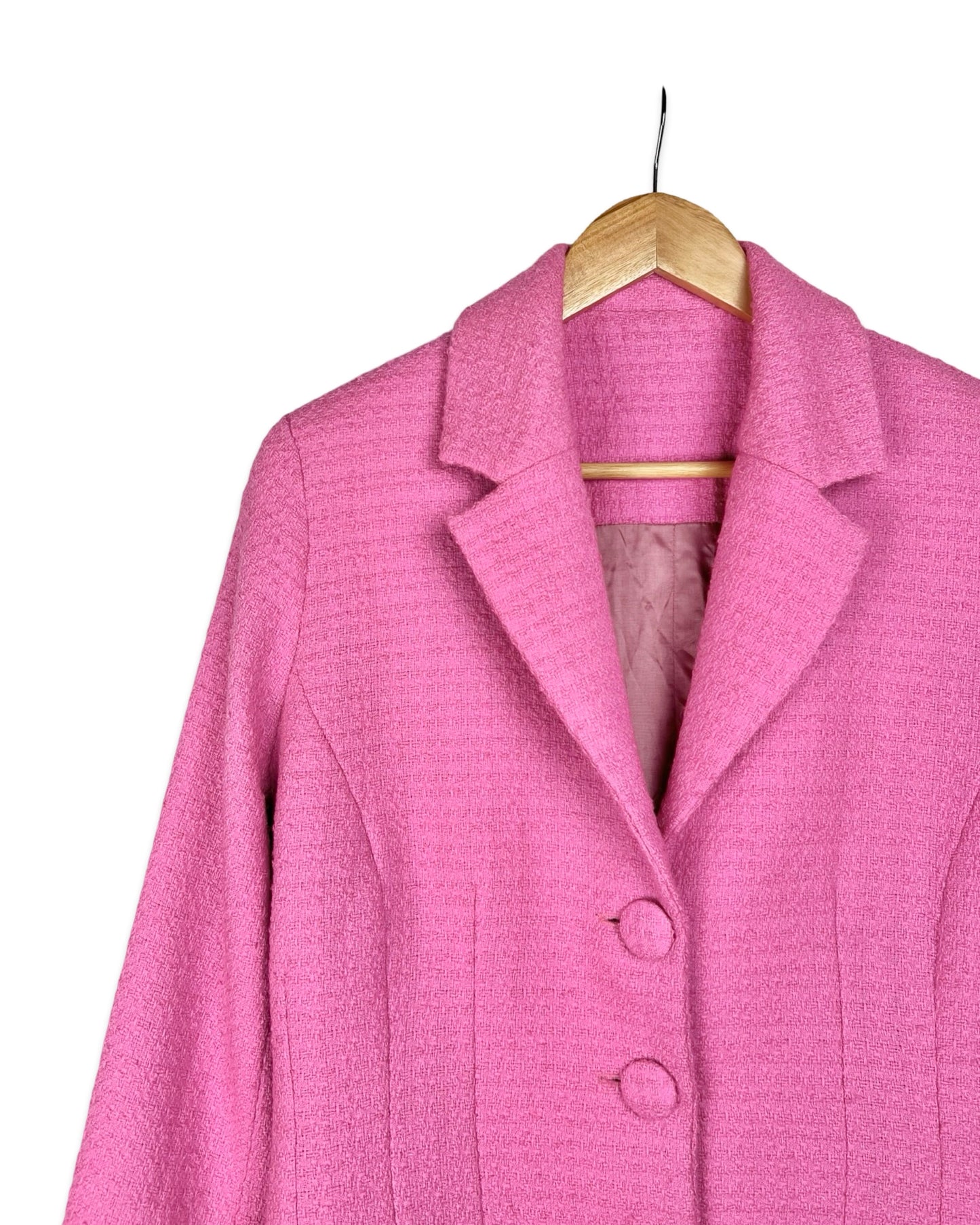 Vintage roze bouclé blazer - M