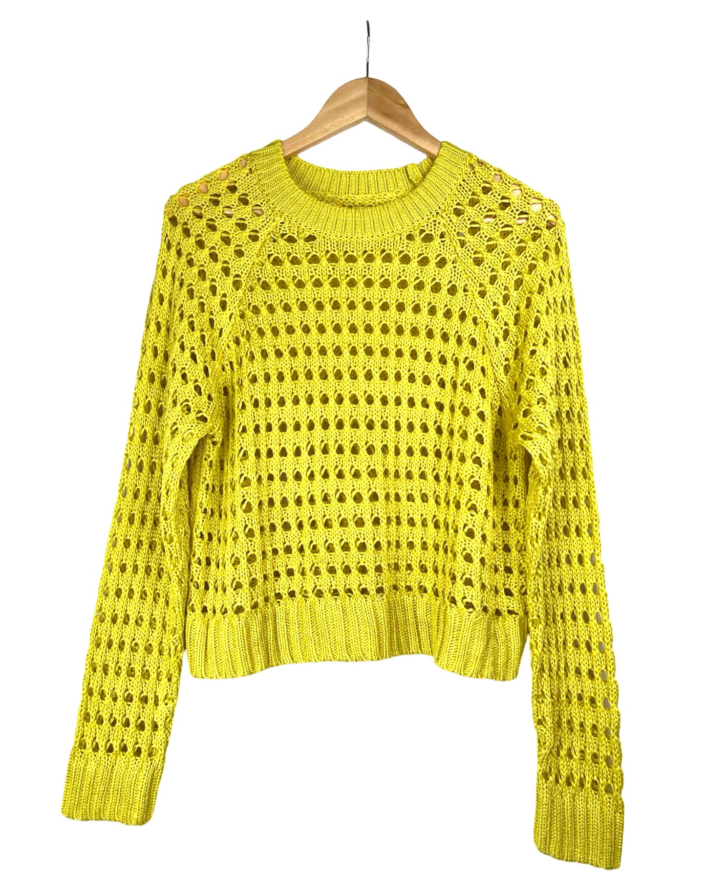 Lime crochet trui - L