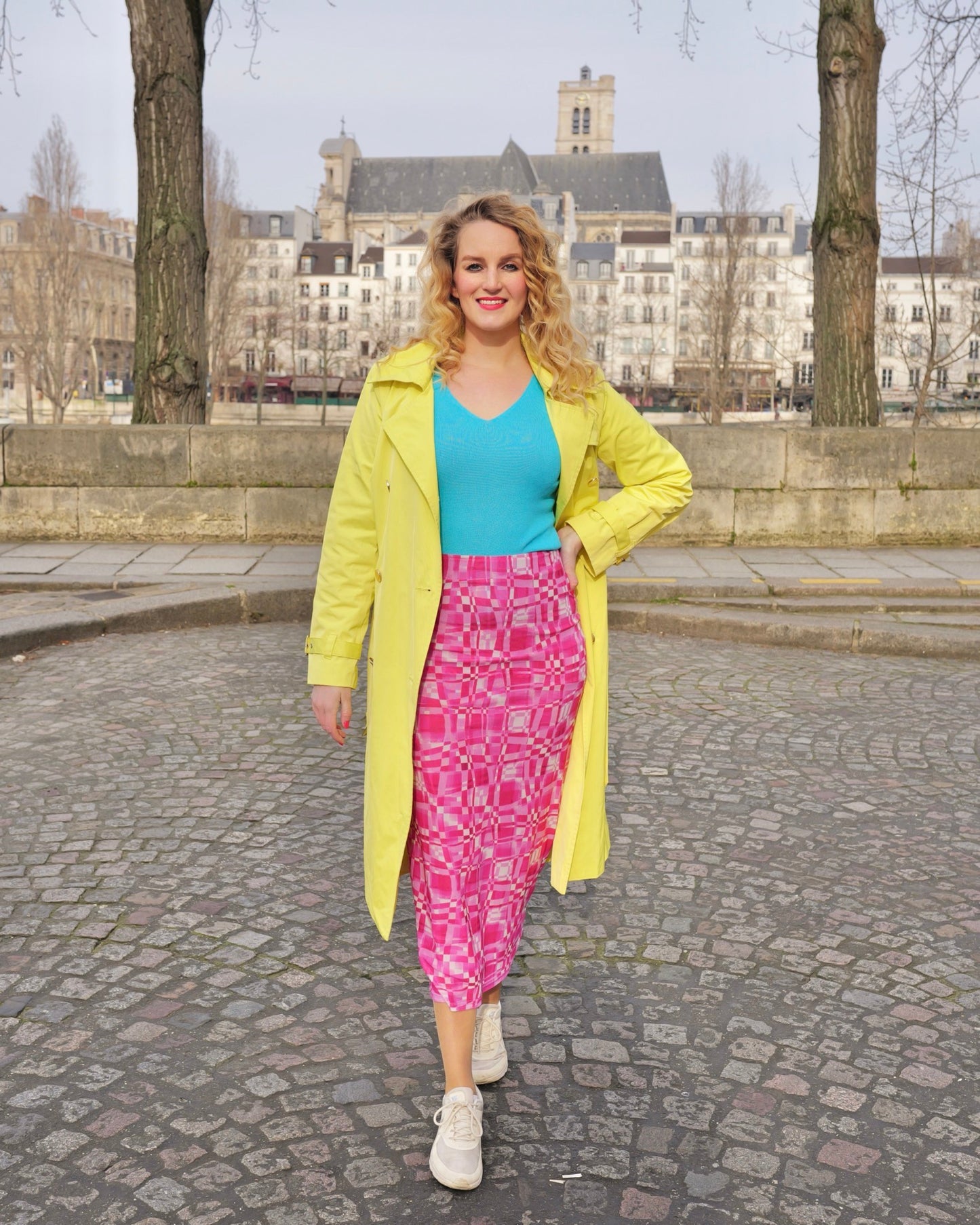 Highlighter gele trenchcoat - S