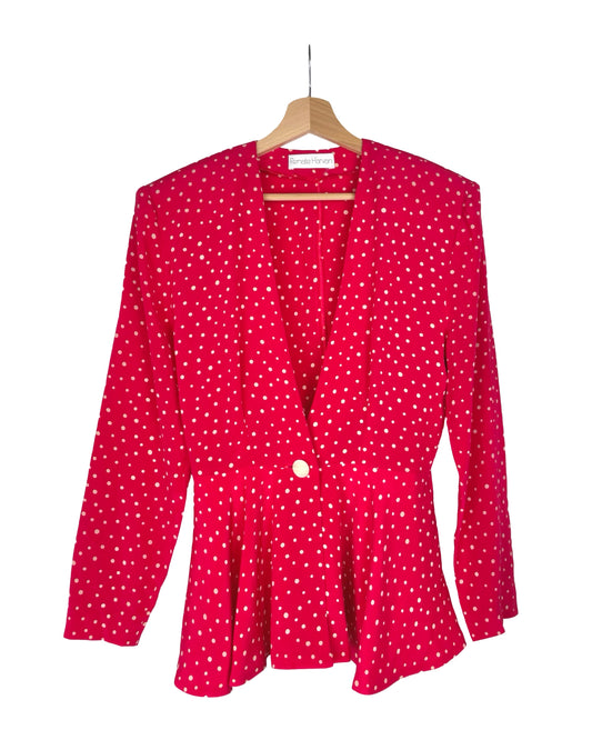 Vintage Zijden stippelblouse met schootje - S - Petit Paris Vintage