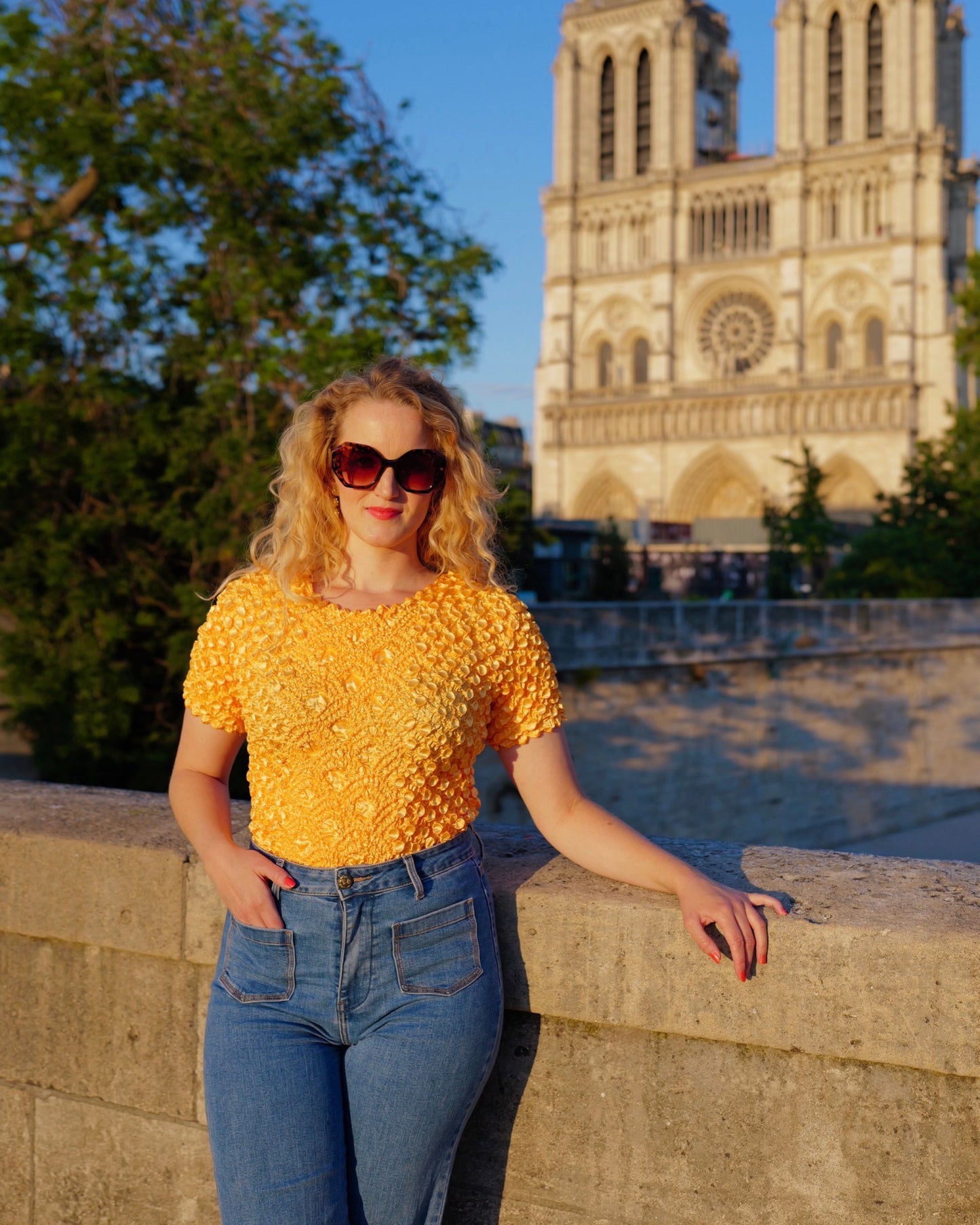 Oranje popcorn top - One size