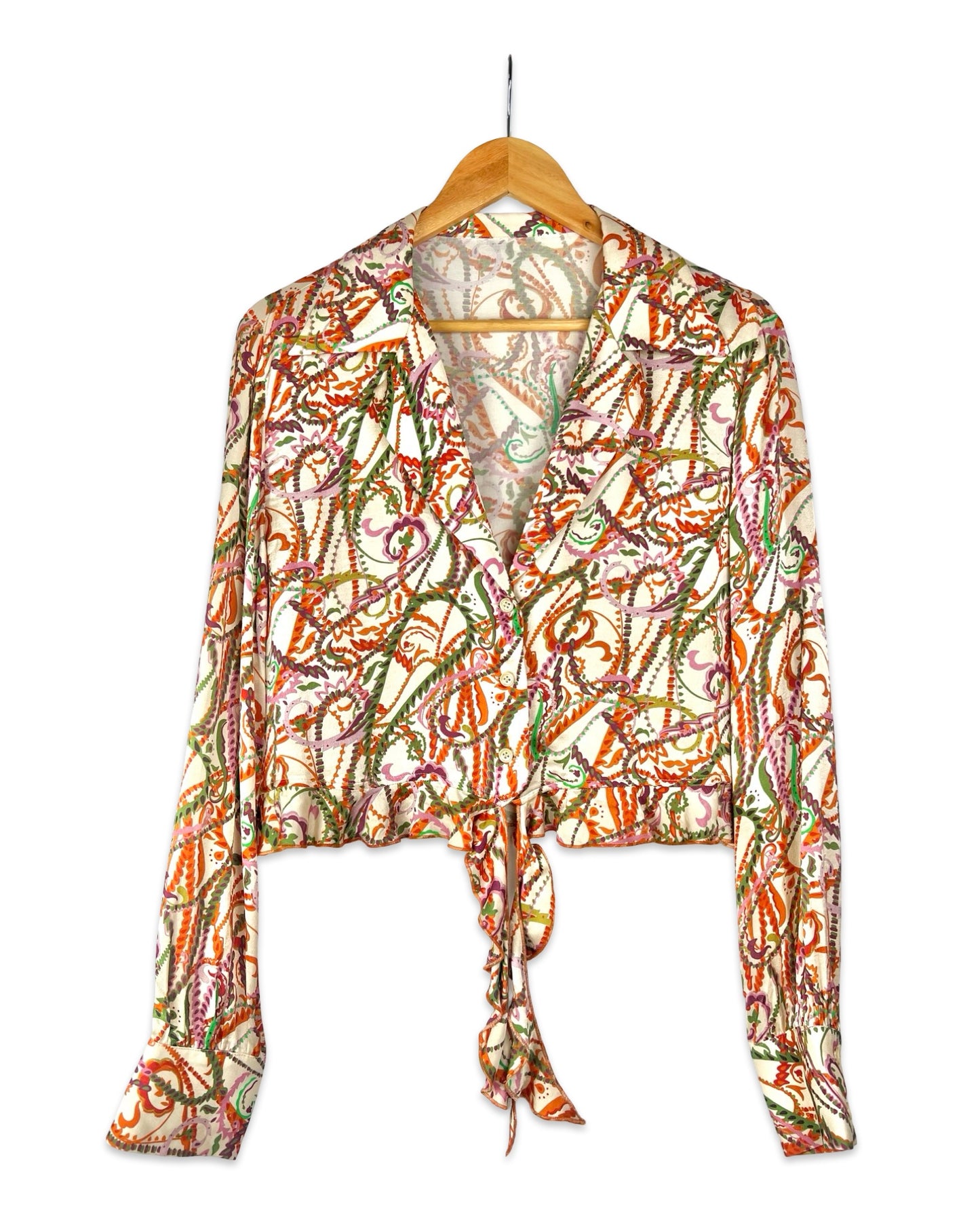 Cropped blouse met ruches - XL