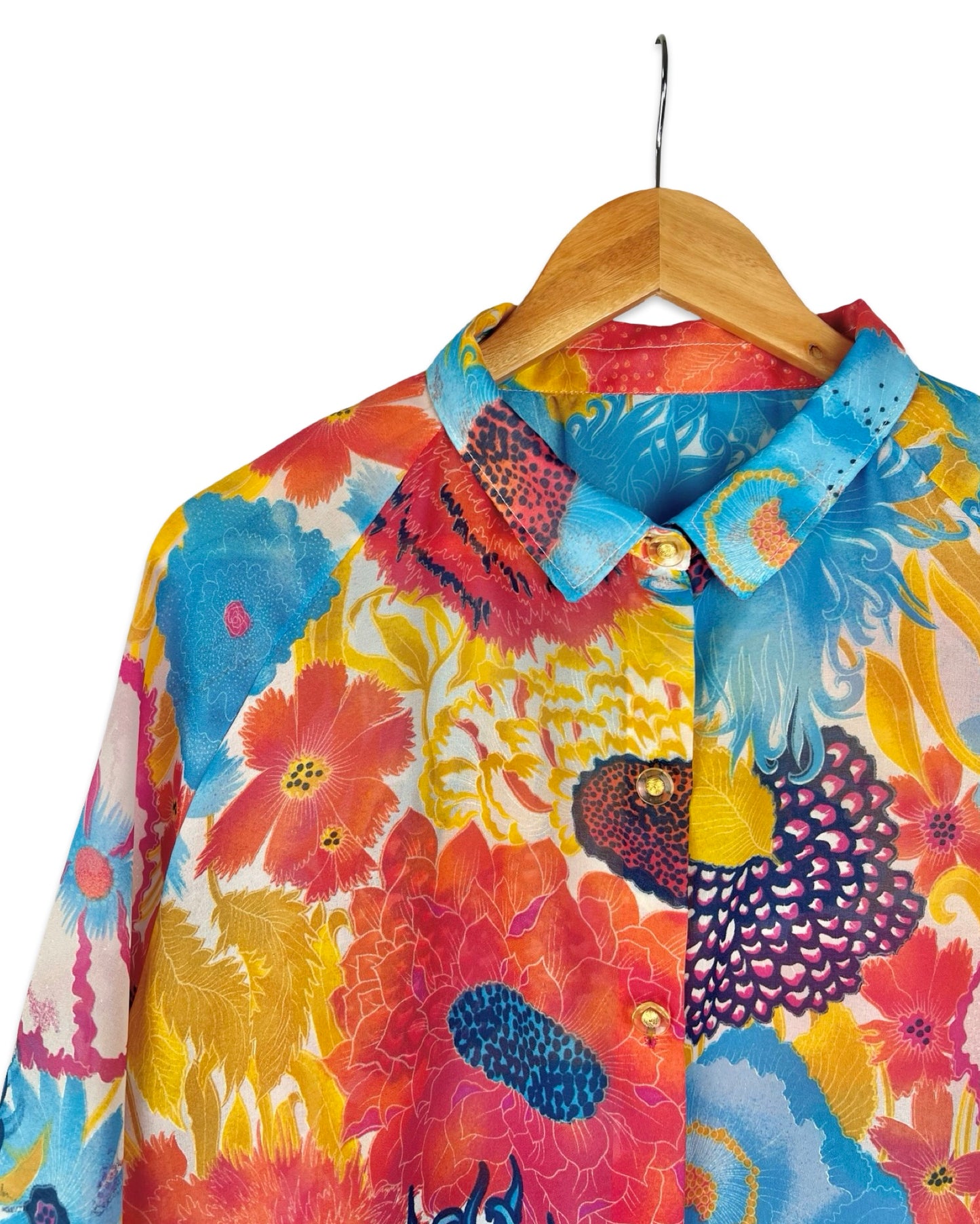Vintage bloemen blouse met raglanmouw - XL