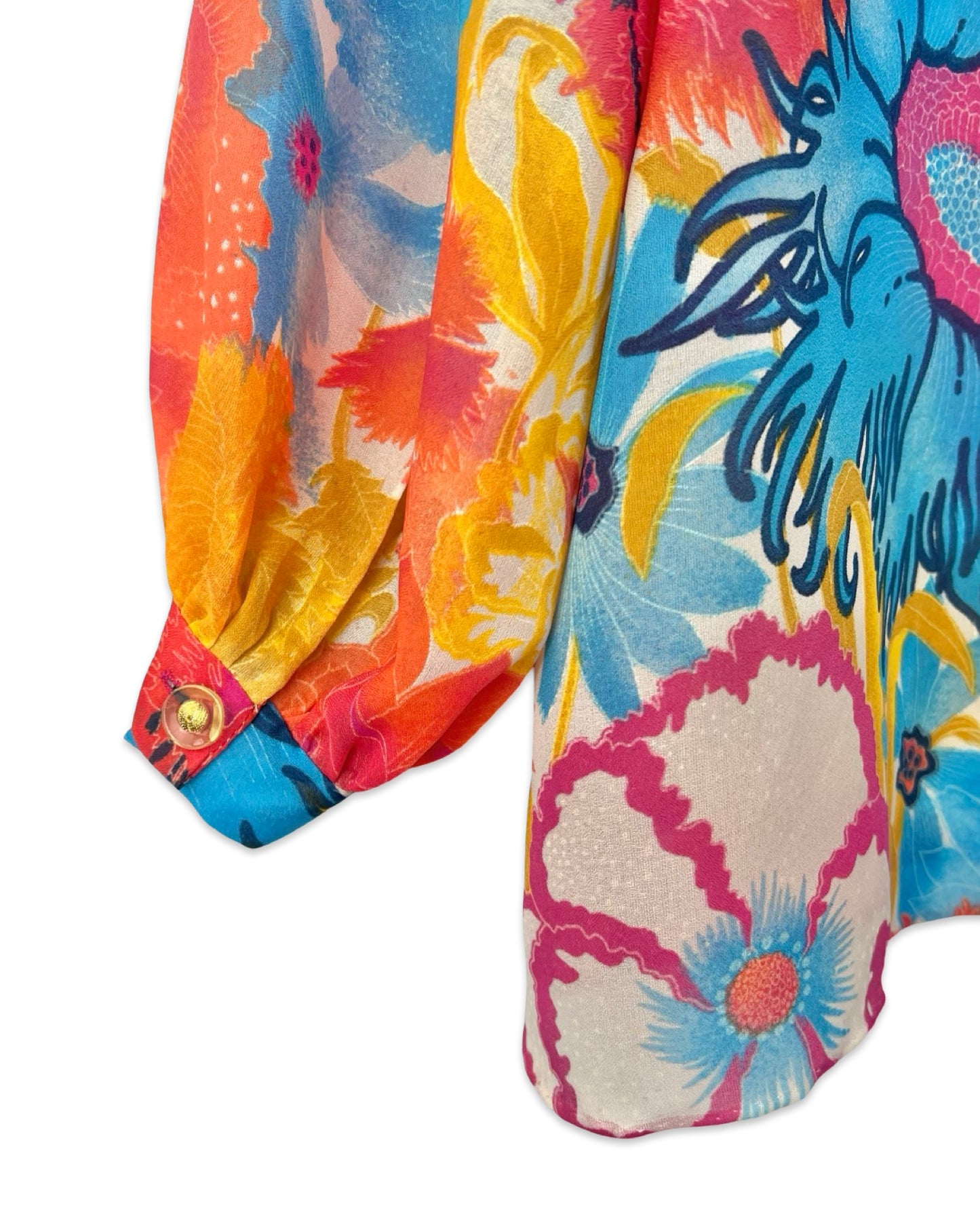 Vintage bloemen blouse met raglanmouw - XL