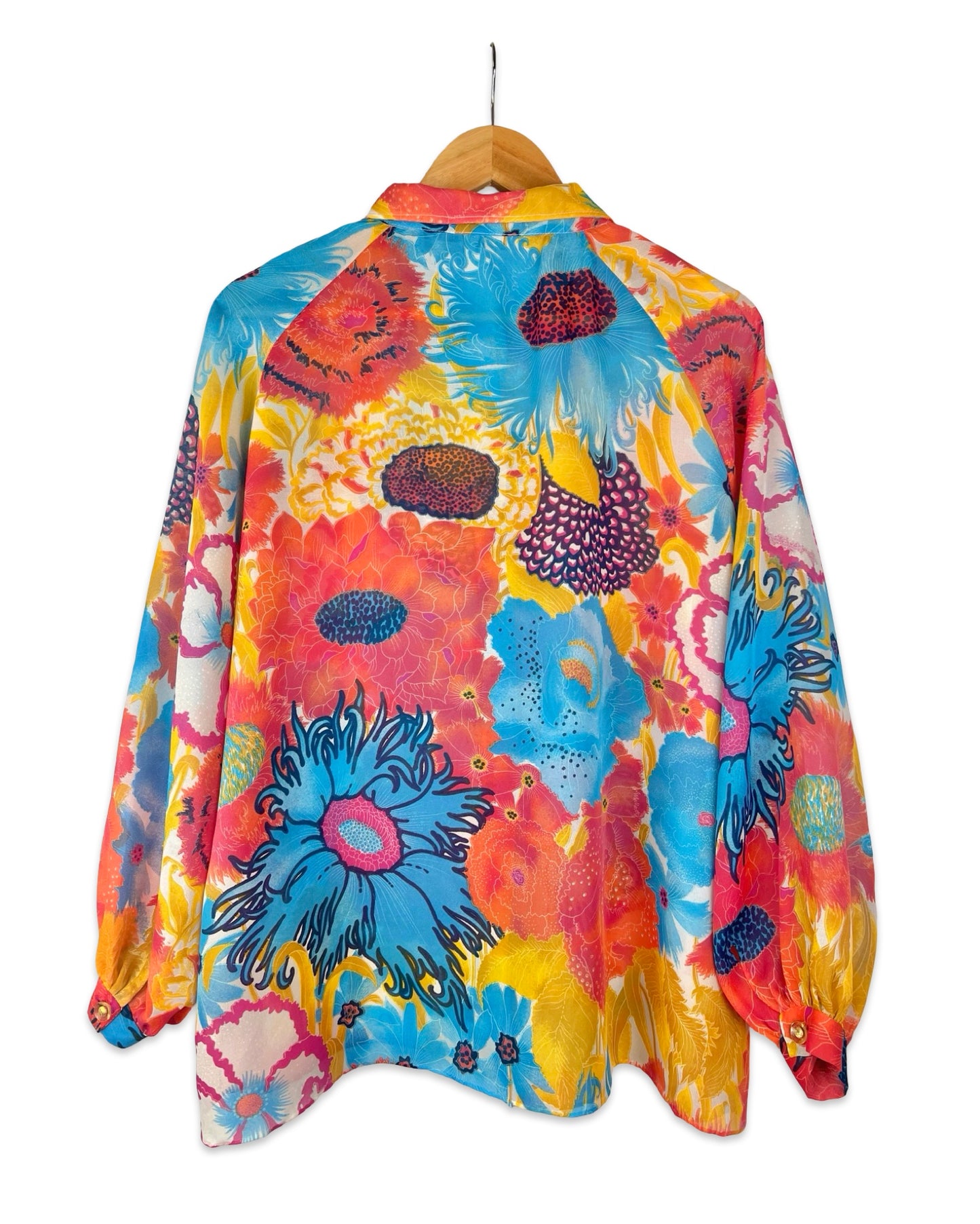 Vintage bloemen blouse met raglanmouw - XL