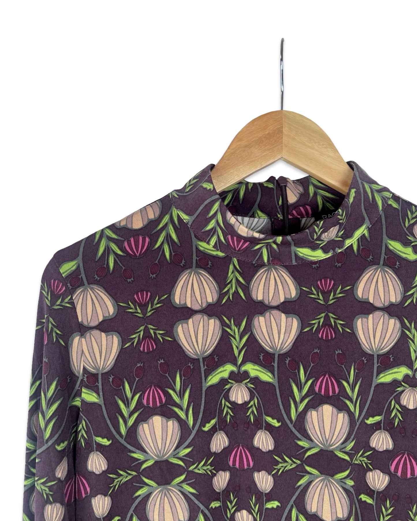 Top met col en botanische print - L