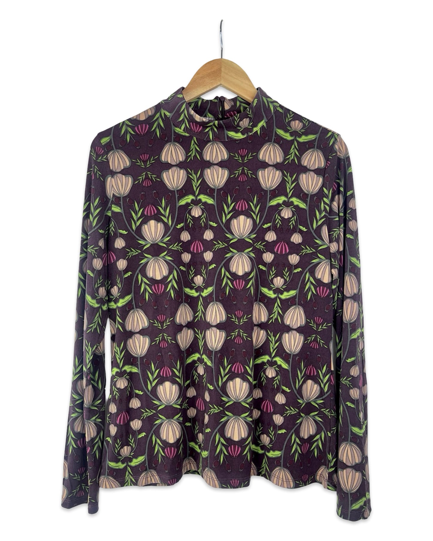 Top met col en botanische print - L