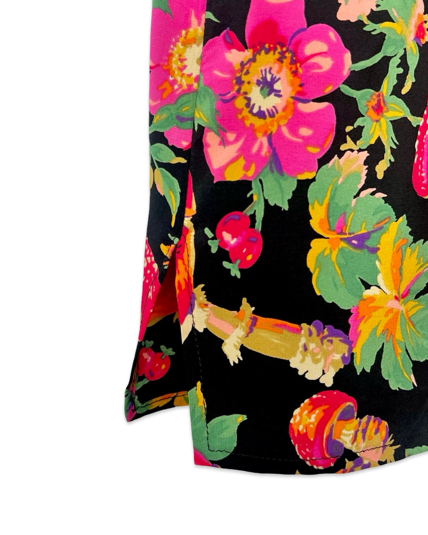 Zijden vintage blouse met herfstige bloemenprint - L