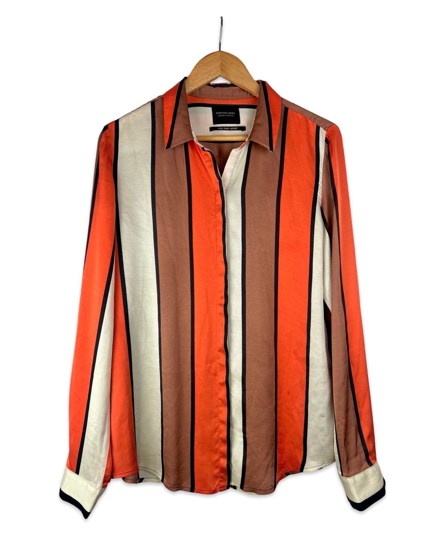 Viscose satijn blouse met strepen - M/L