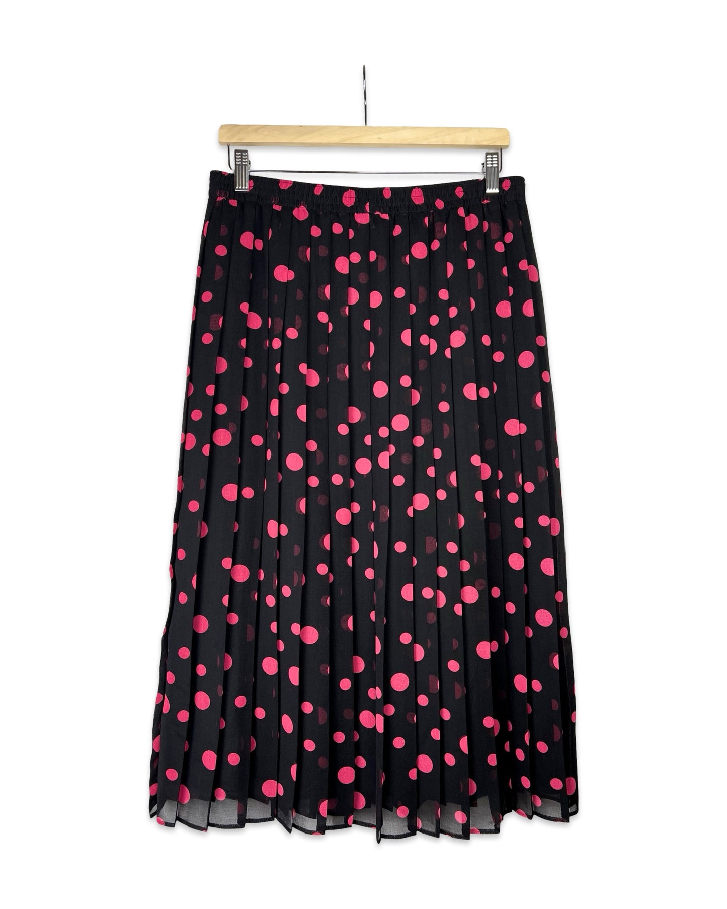 Vintage plissérok met roze stippen - L
