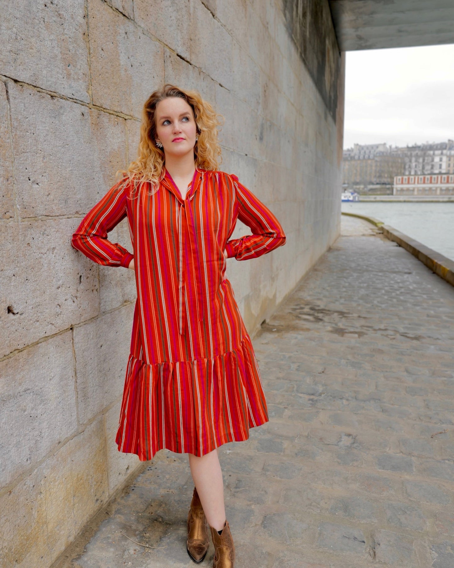 Vintage Gestreepte jurk - S/M - Petit Paris Vintage