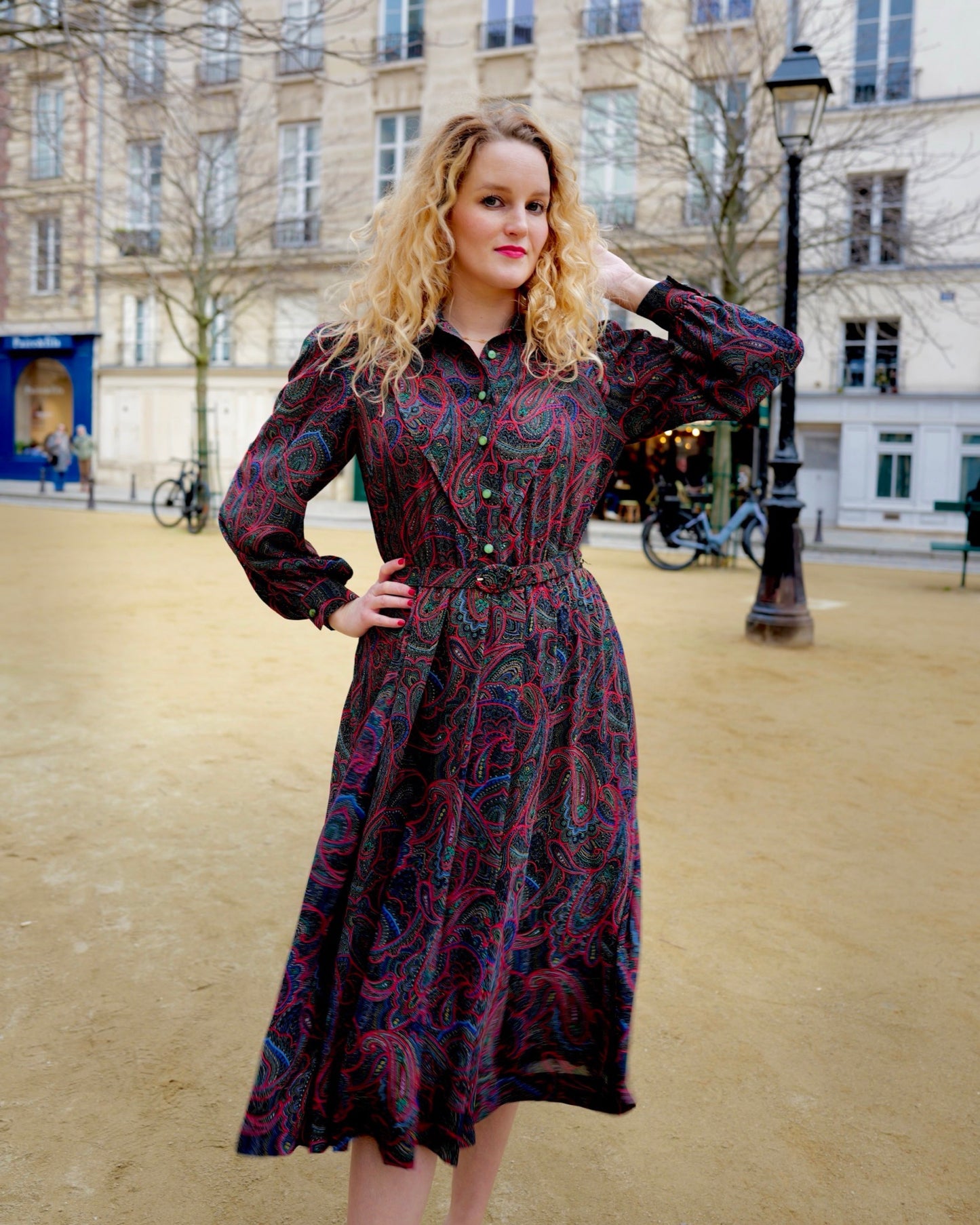 Vintage Paisley jurk - S/M - Petit Paris Vintage
