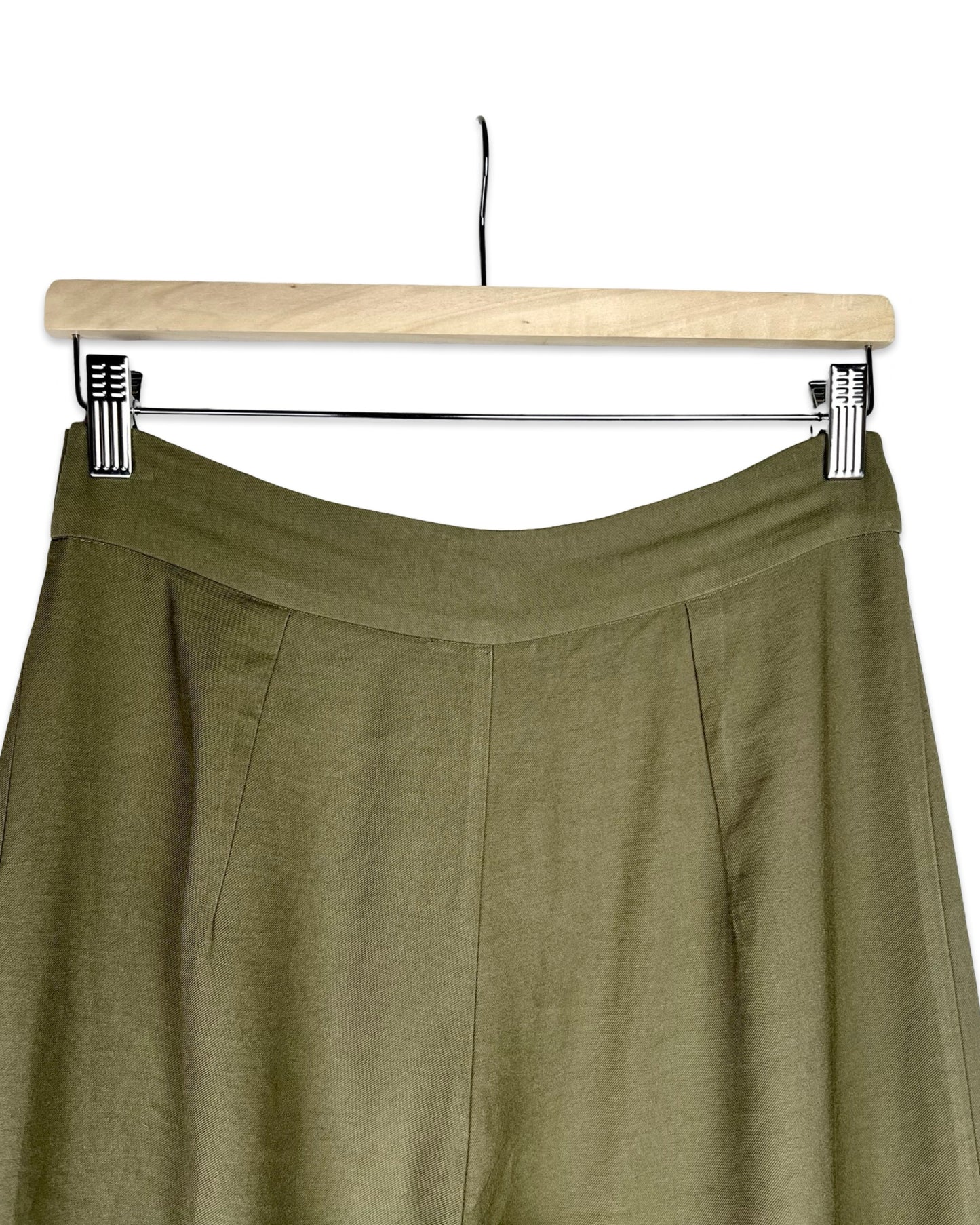 Olijfgroene wijde pantalon - S