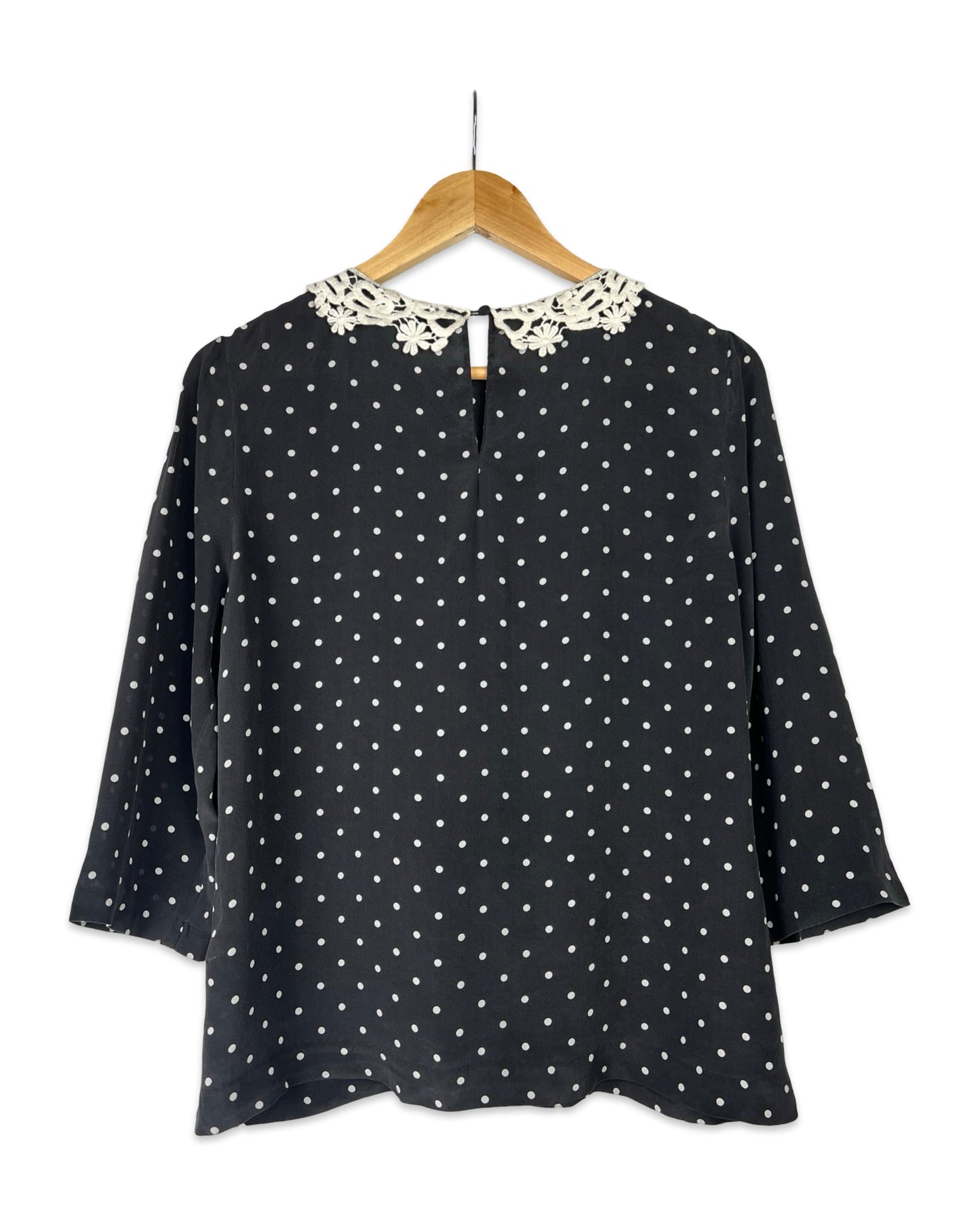 Zijden vintage blouse met stippen - S