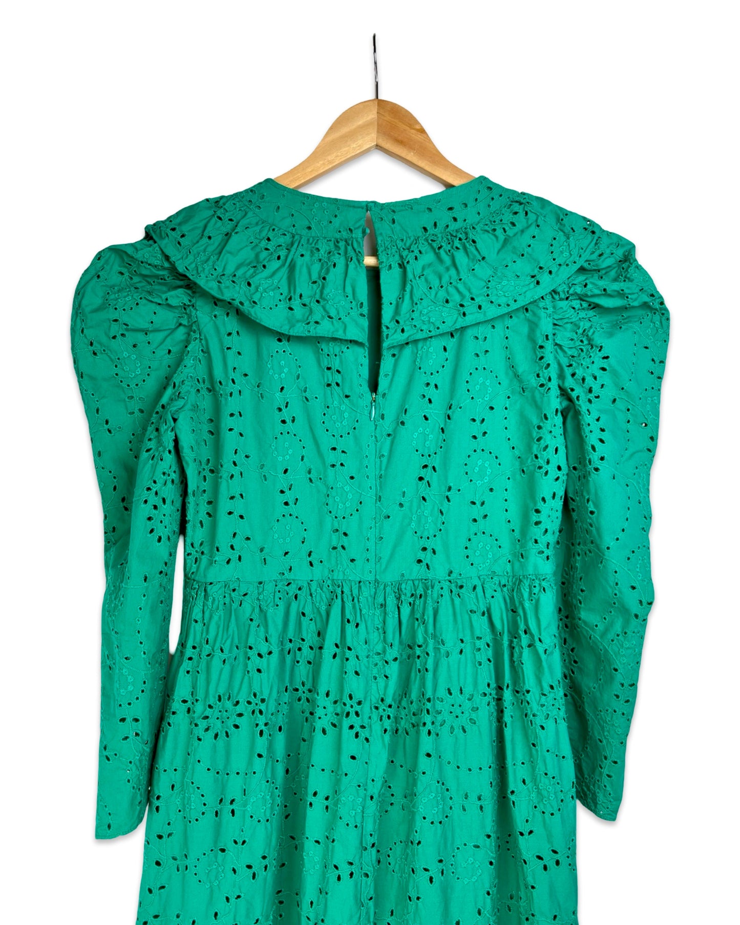 Groene broderie jurk - S