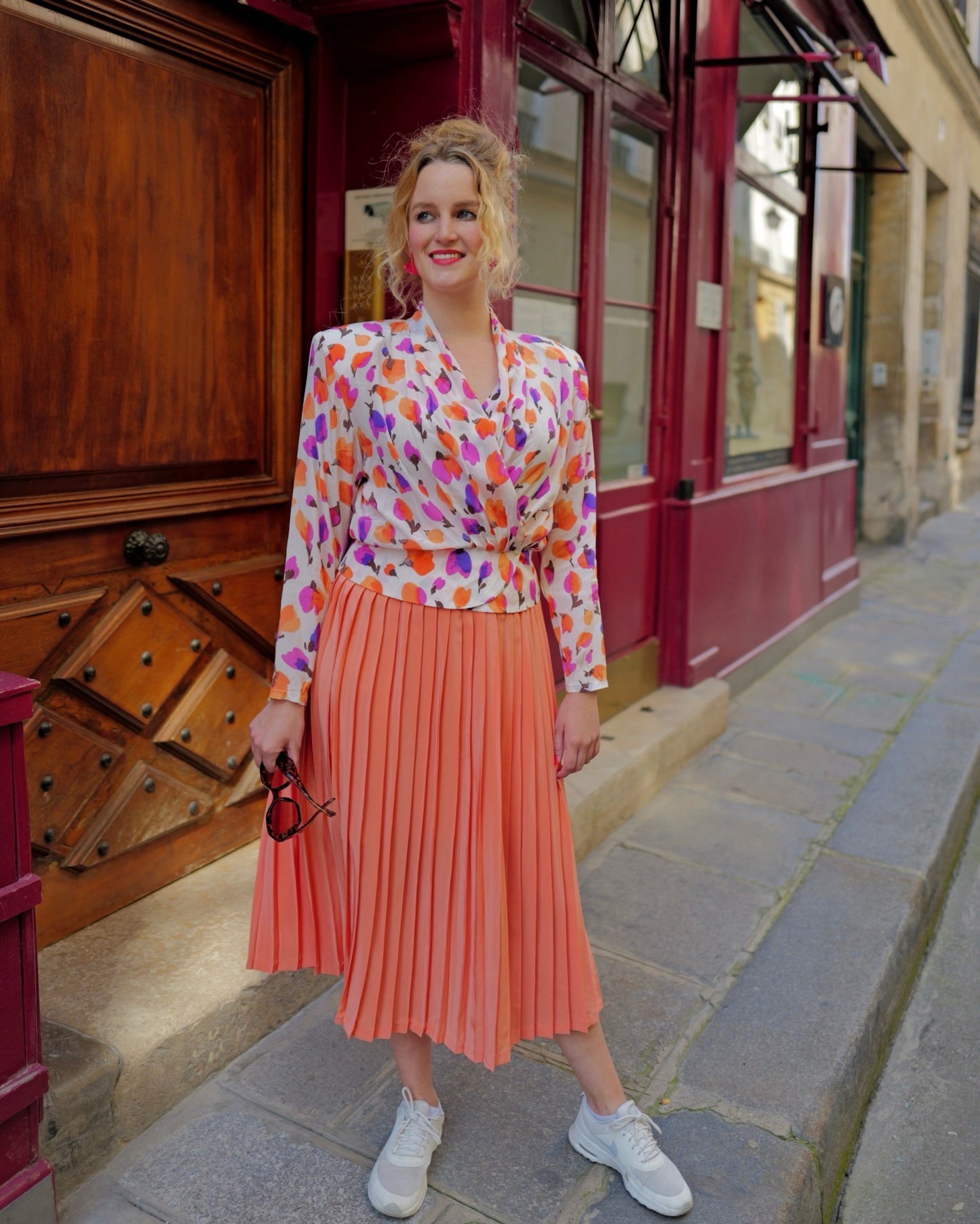 Vintage Overslag blouse met bloemen - S - Petit Paris Vintage