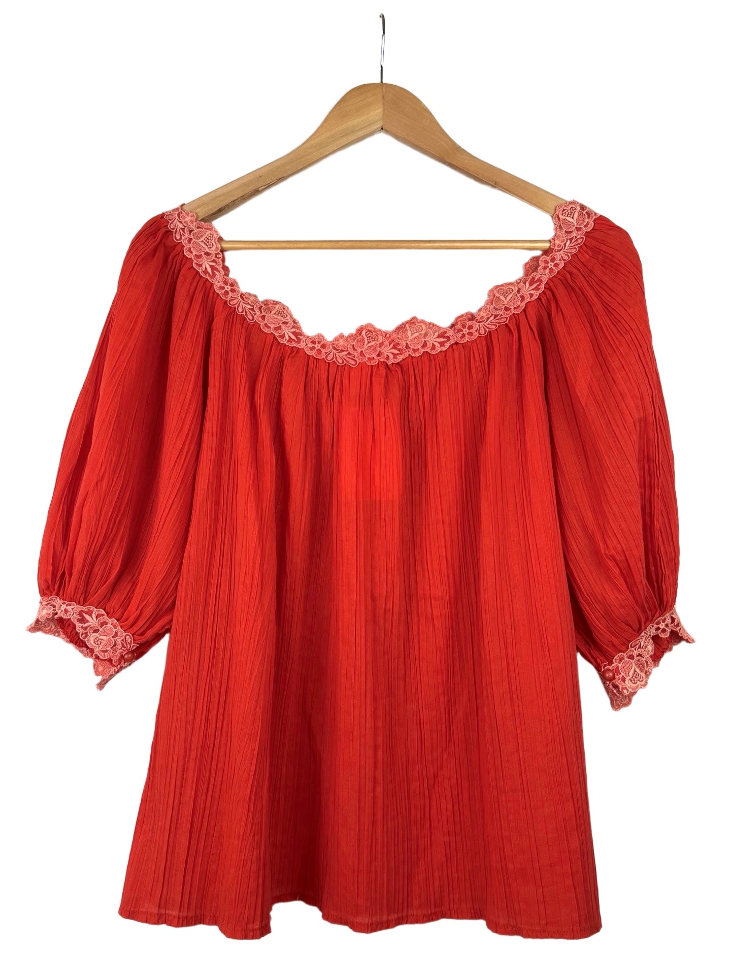 Bohemian vintage blouse met pofmouw - M/L