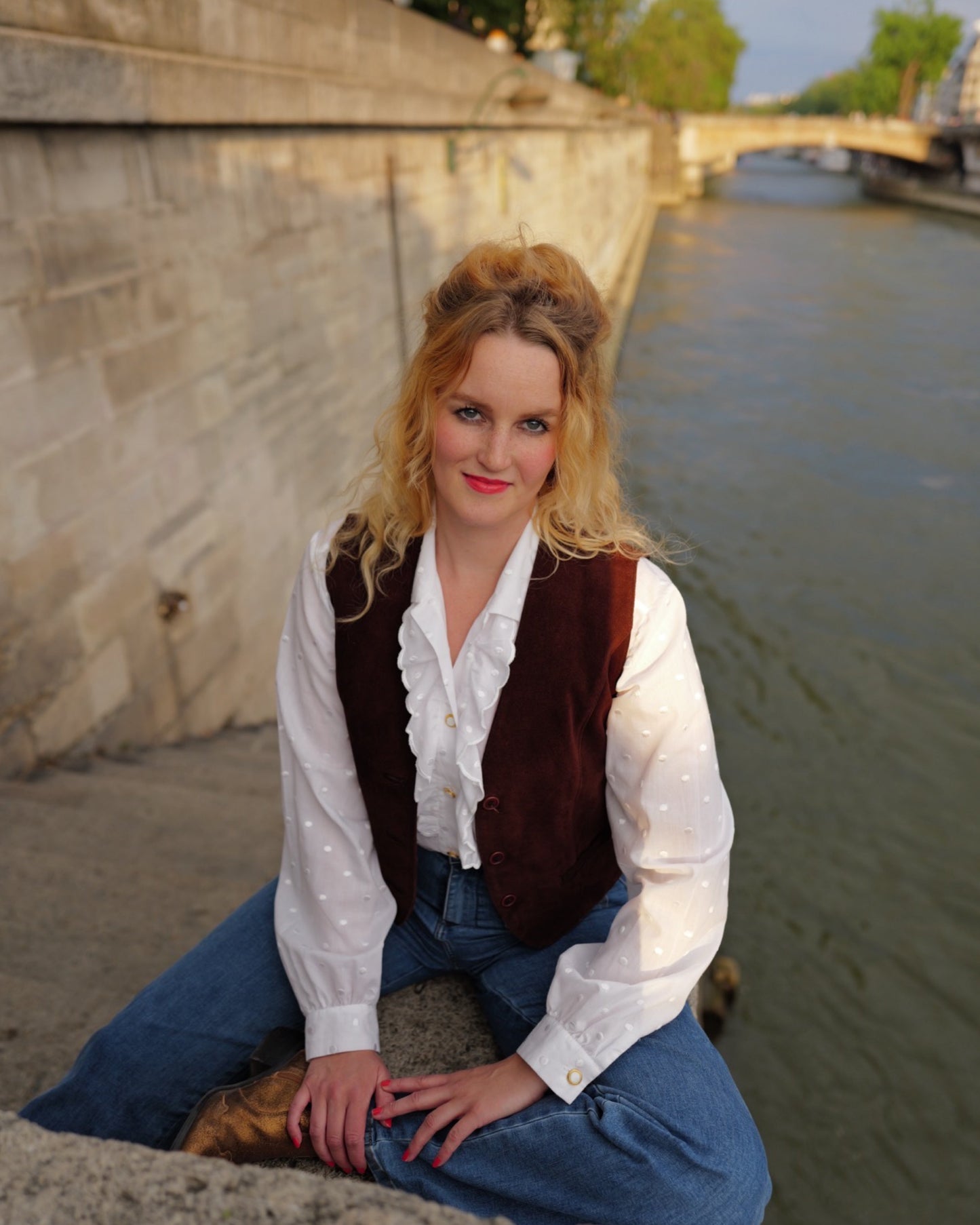 Vintage Bruin suède gilet - S - Petit Paris Vintage