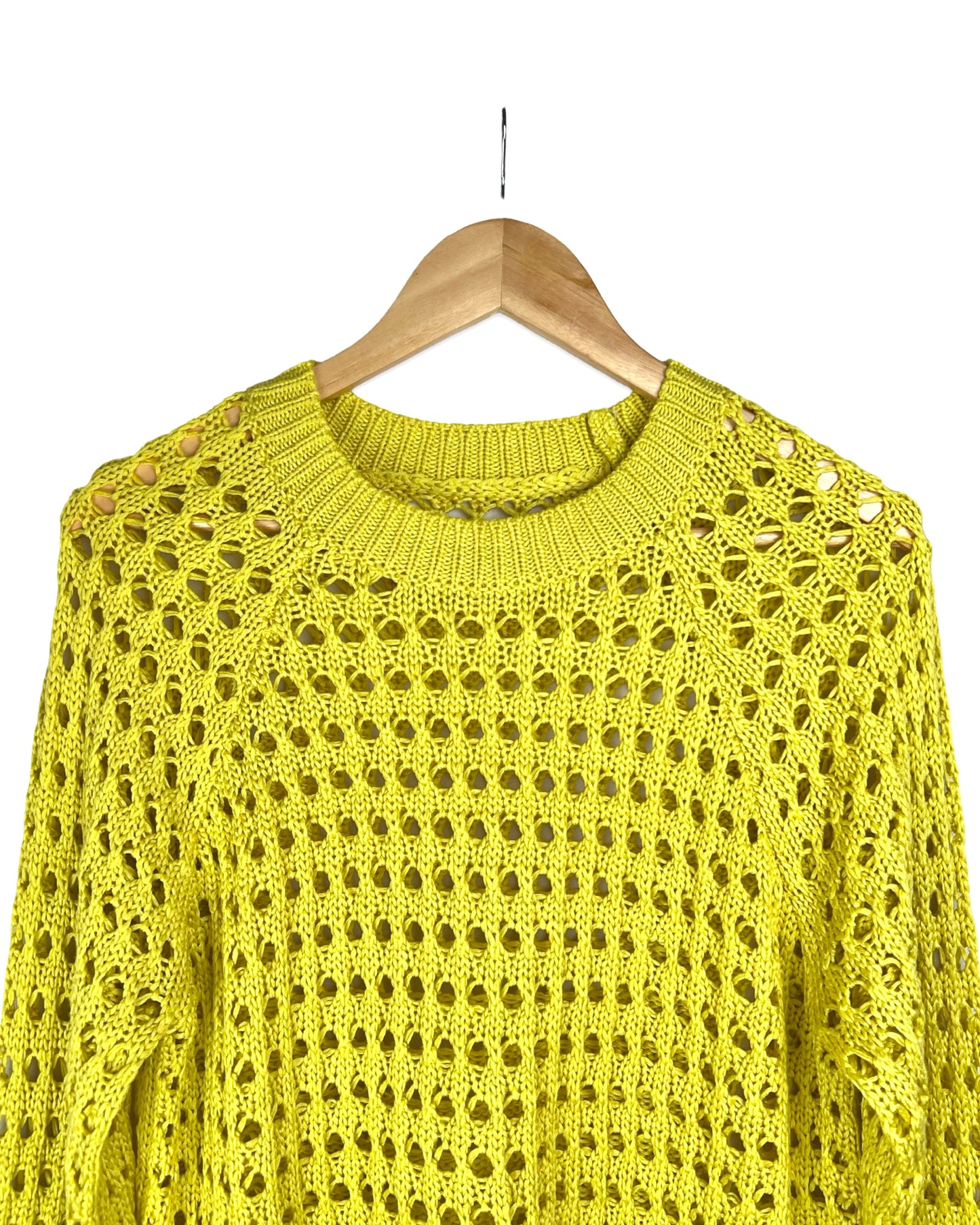 Lime crochet trui - L