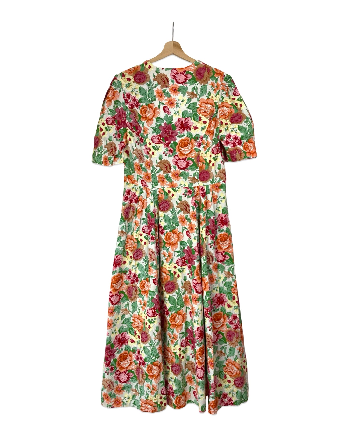 Vintage Bloemenjurk met pofmouwen - M/L - Petit Paris Vintage