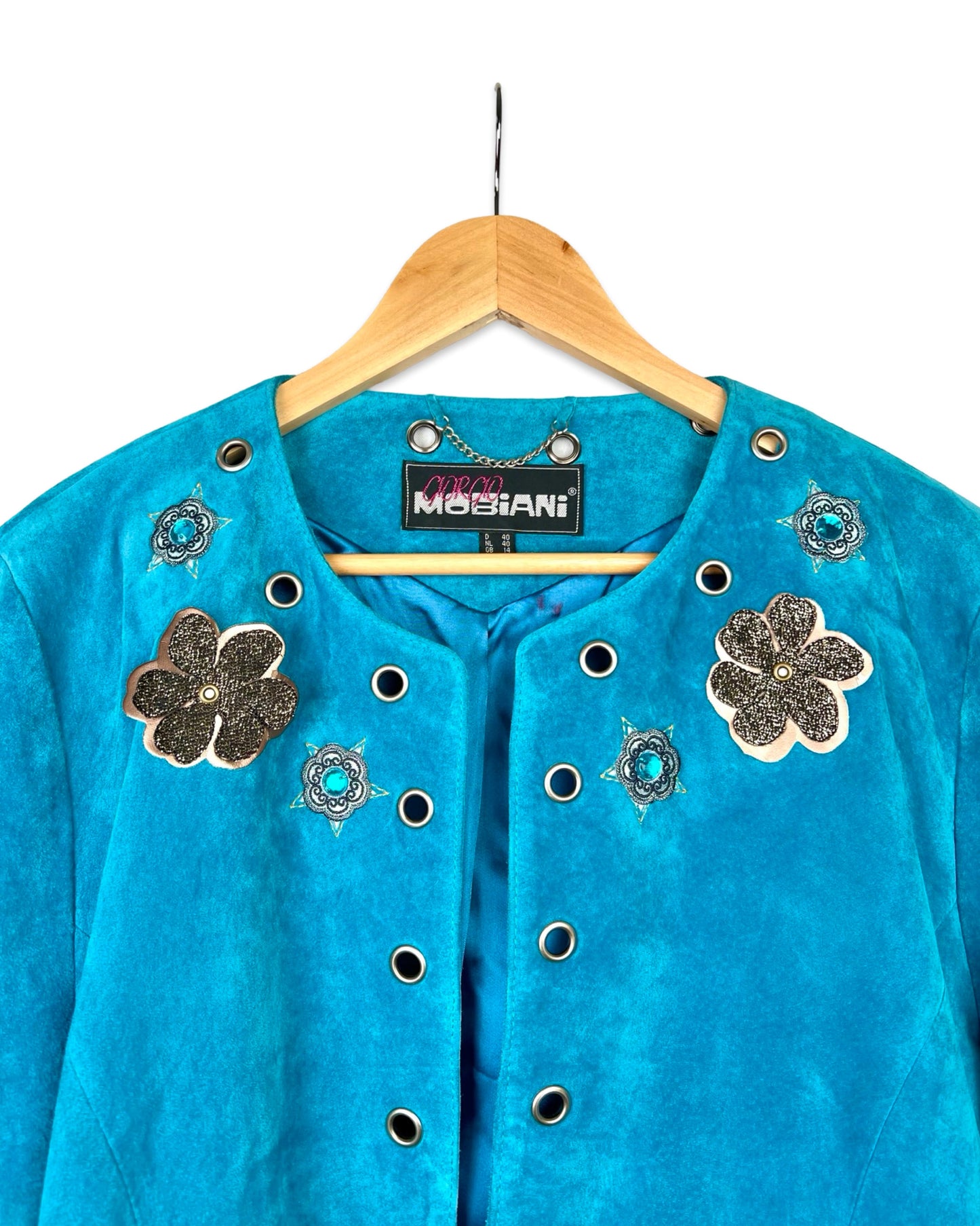 Felblauw vintage suède jack - L