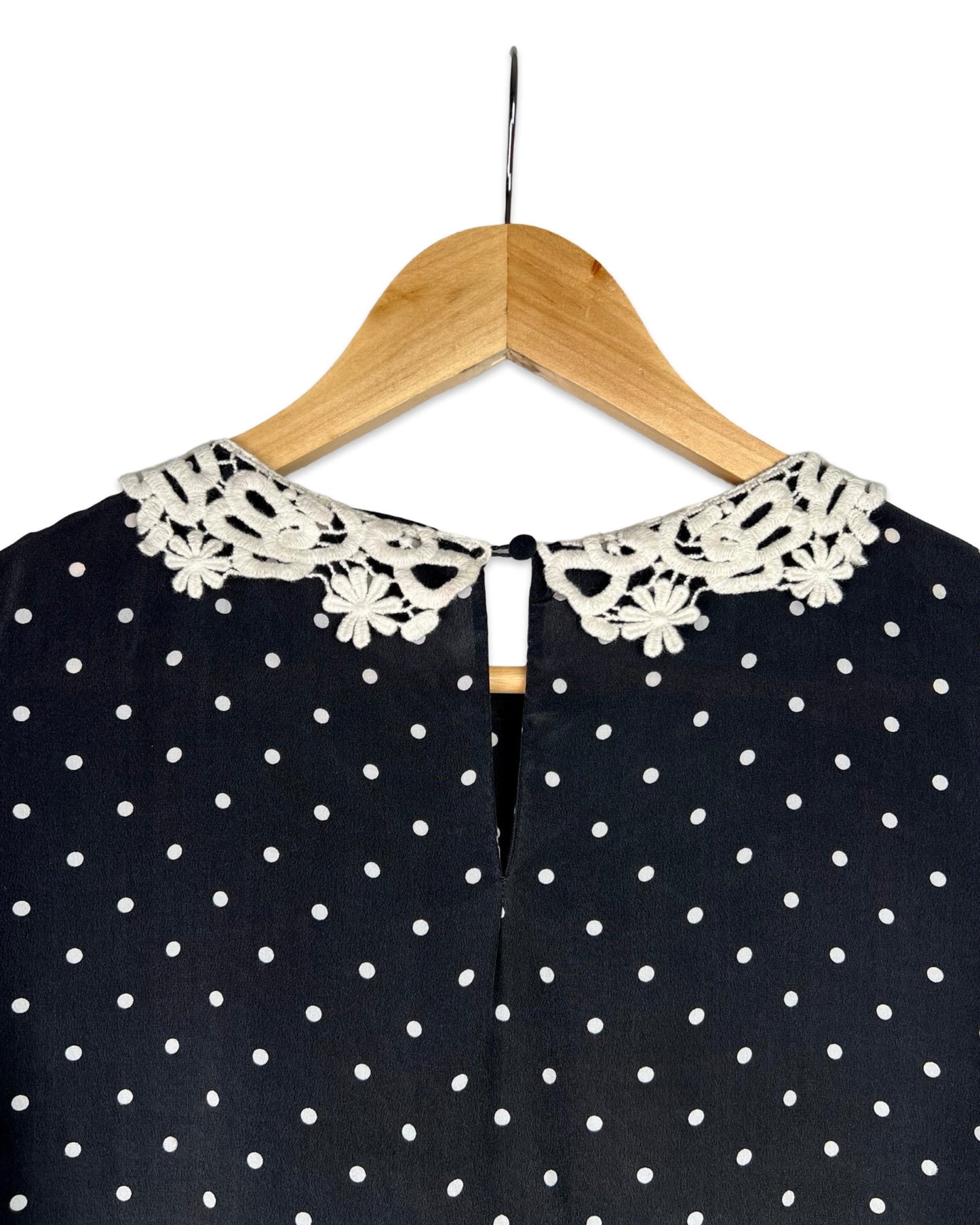 Zijden vintage blouse met stippen - S