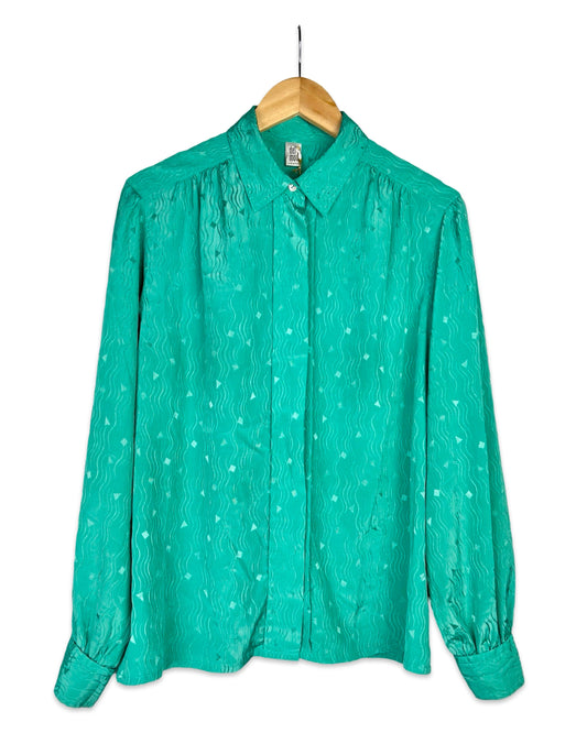 Vintage Turquoise blouse - L - Petit Paris Vintage