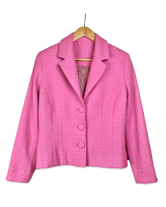 Vintage roze bouclé blazer - M
