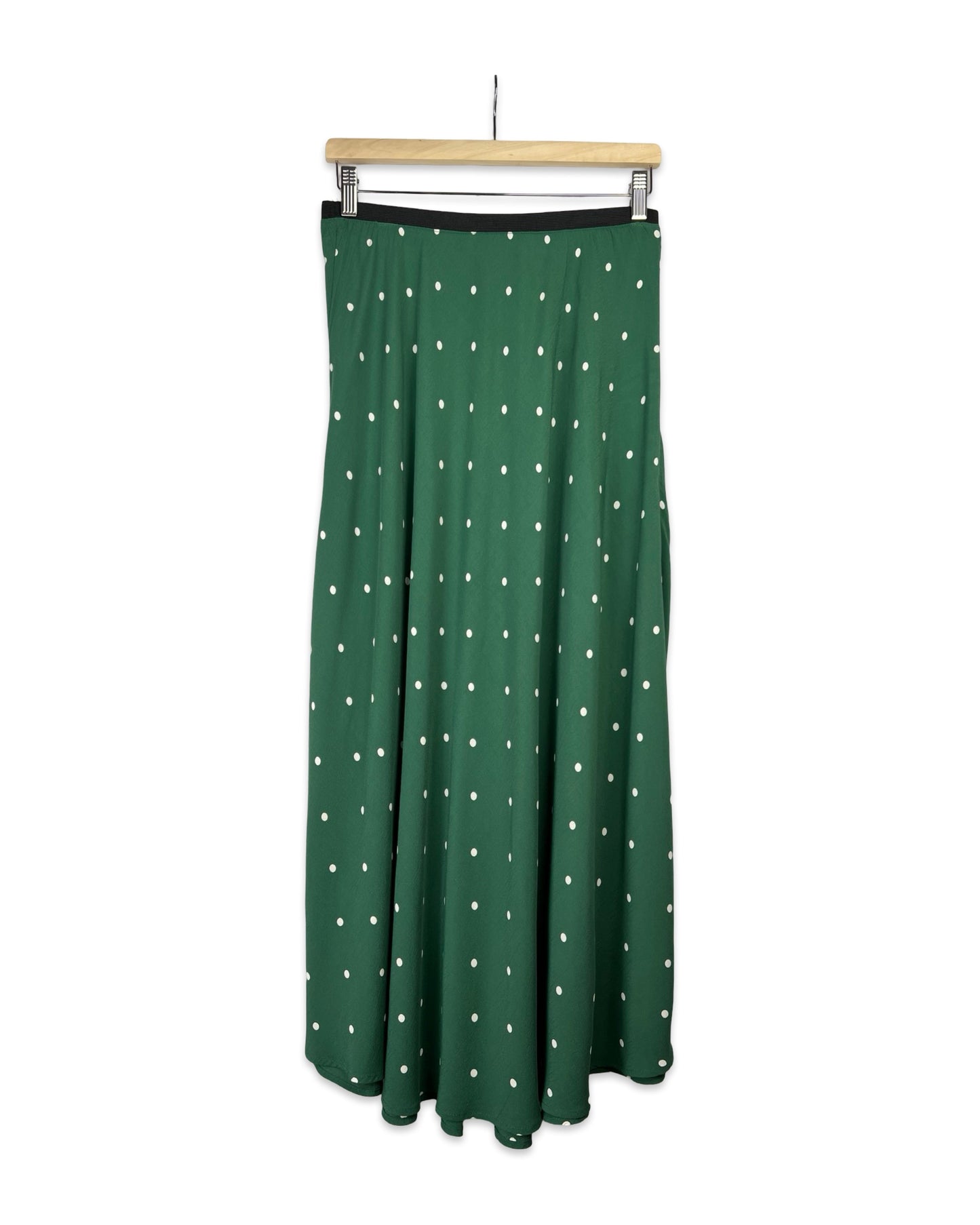 Groene maxirok met stippen - M