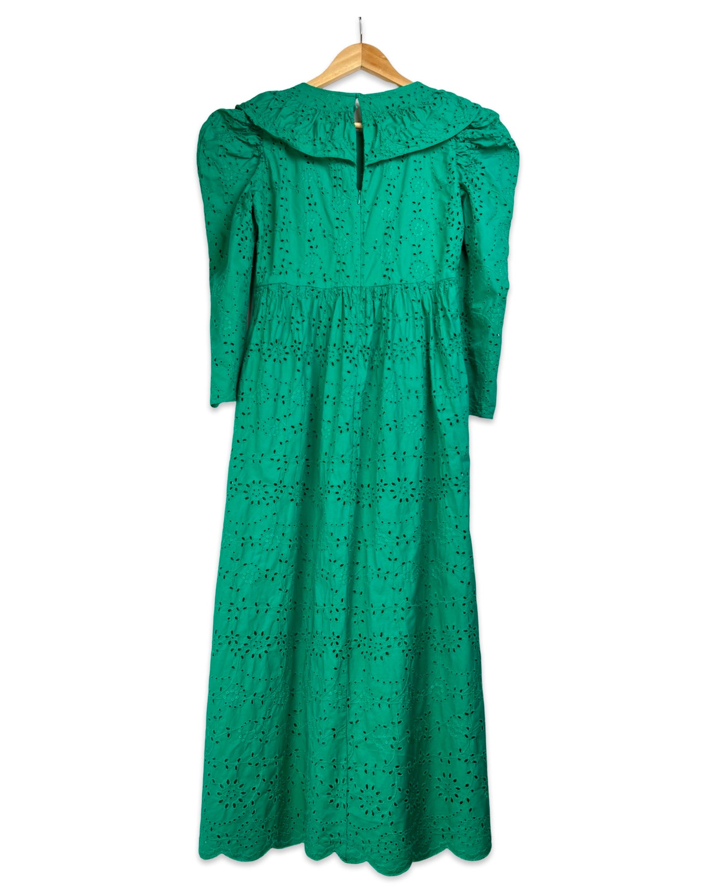 Groene broderie jurk - S