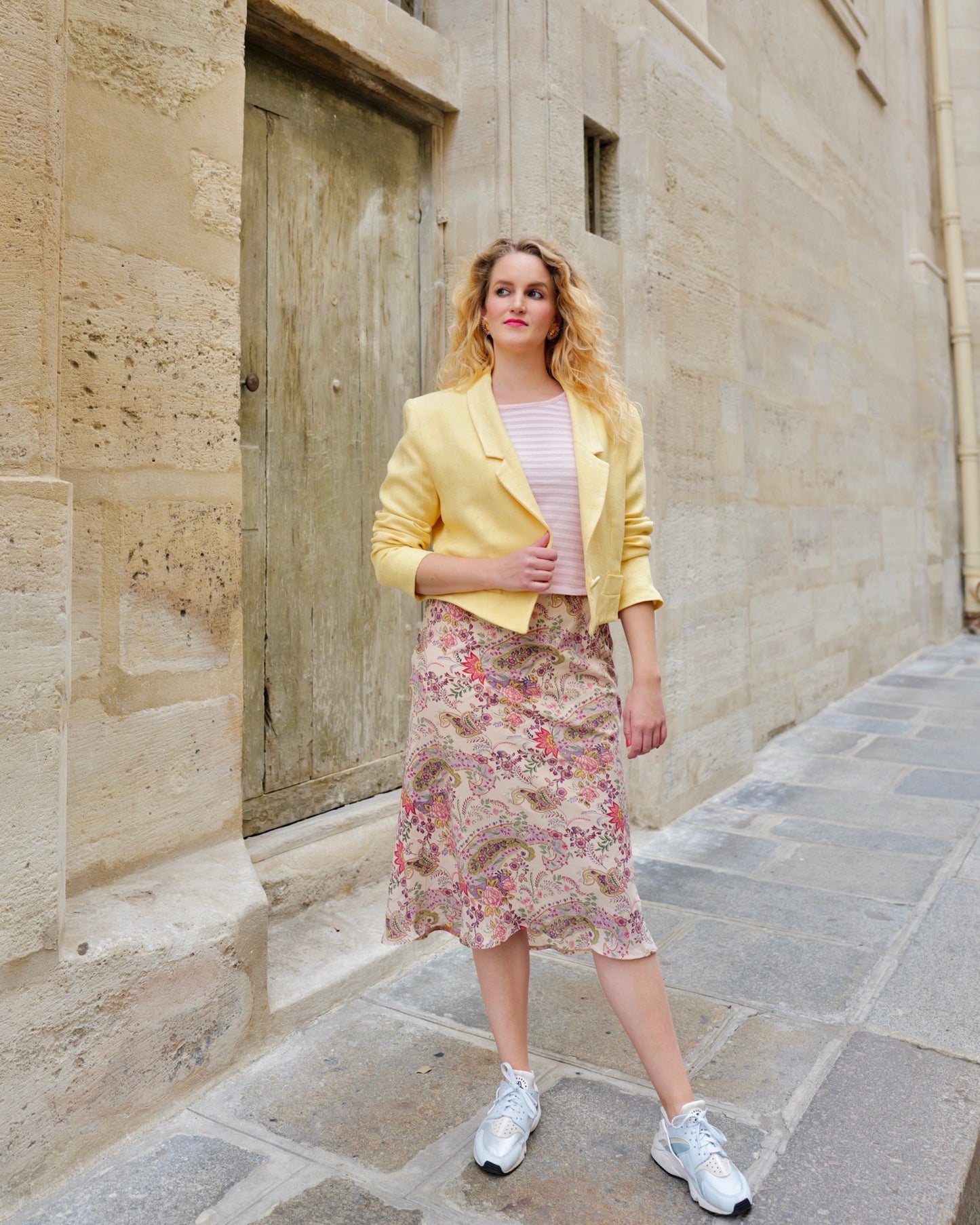 Pastel gele blazer - L