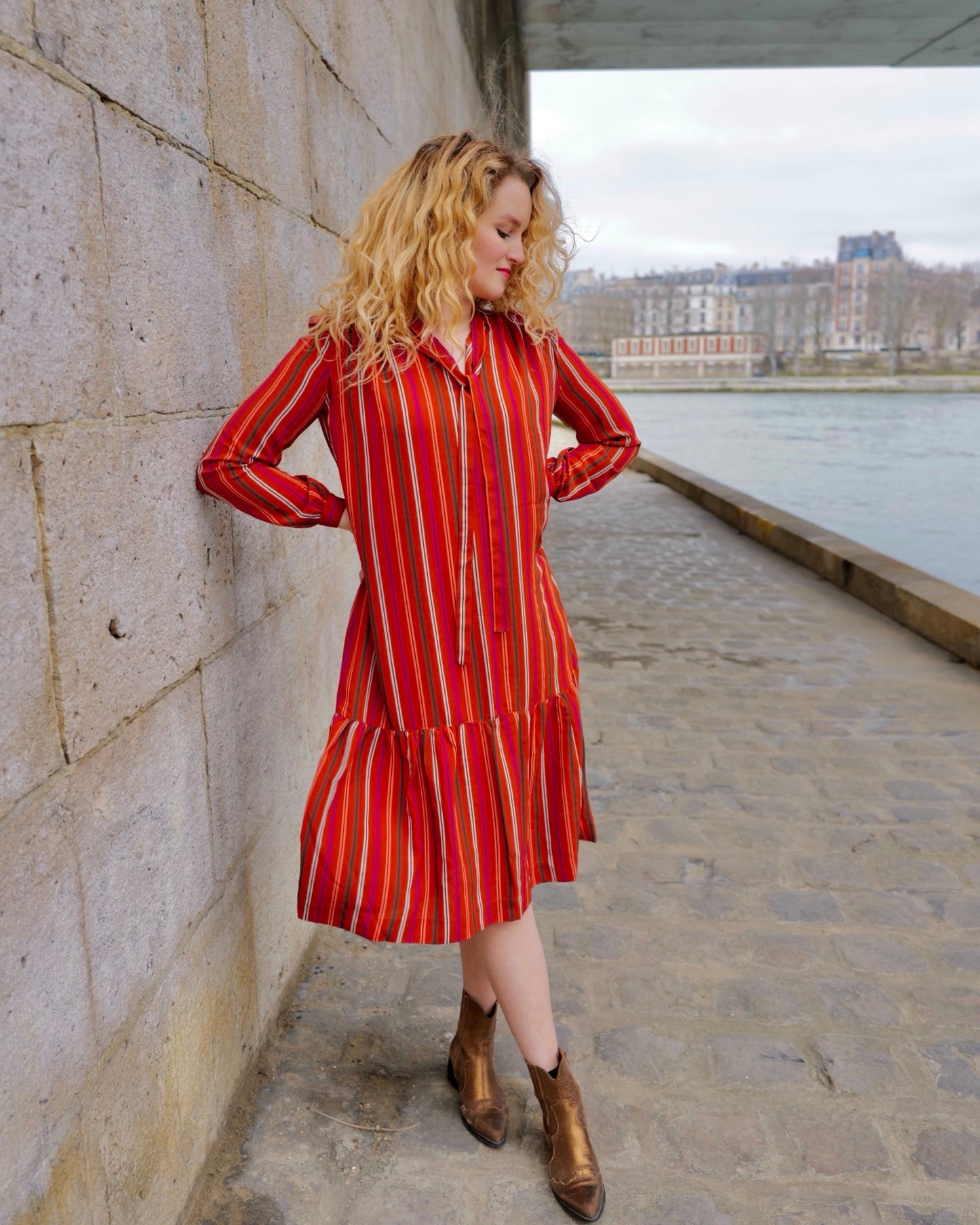 Vintage Gestreepte jurk - S/M - Petit Paris Vintage